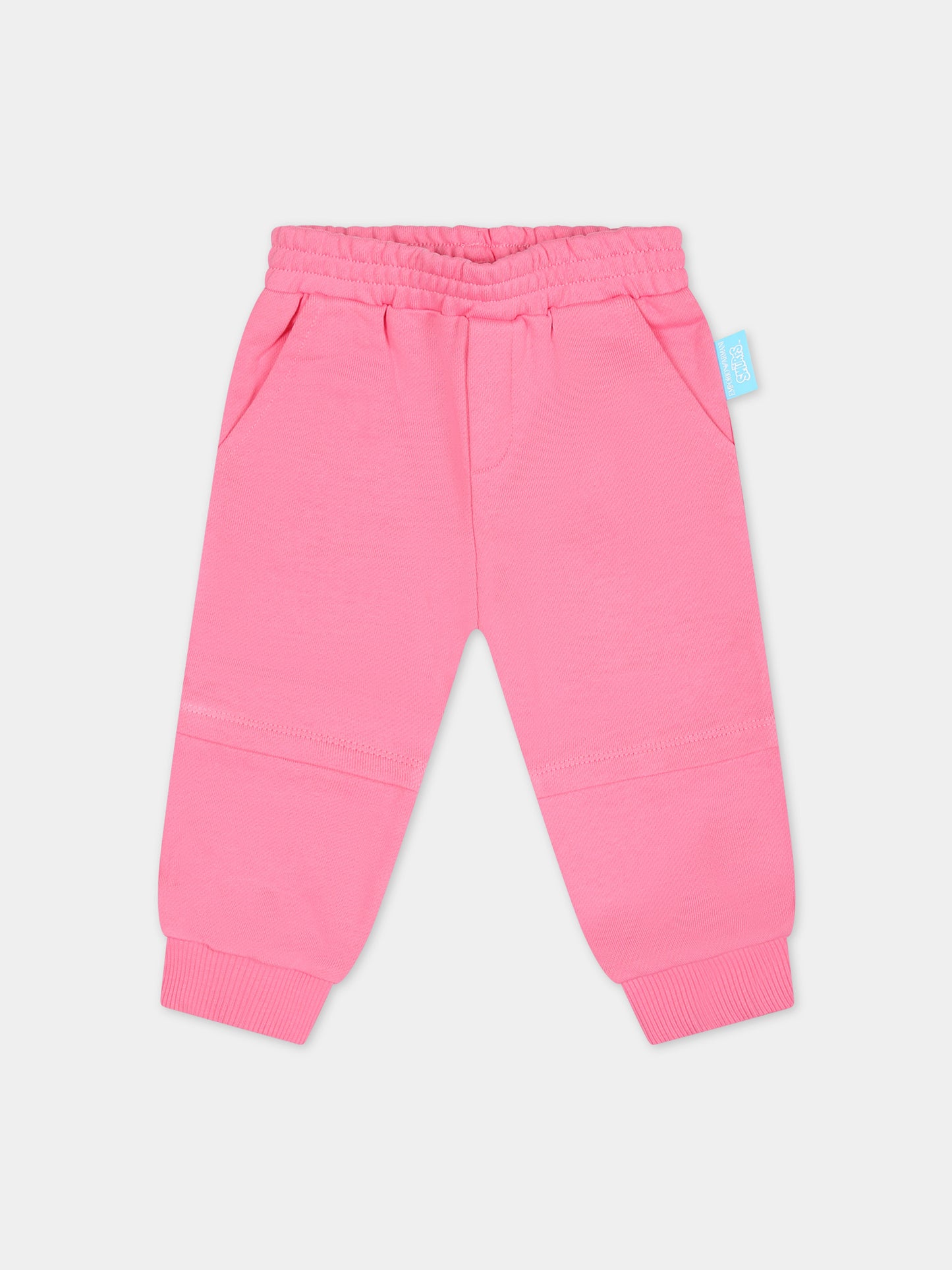 Pantaloni sportivi rosa per neonata con I Puffi,Armani Junior,3DHPJN 3J5GZ 0349