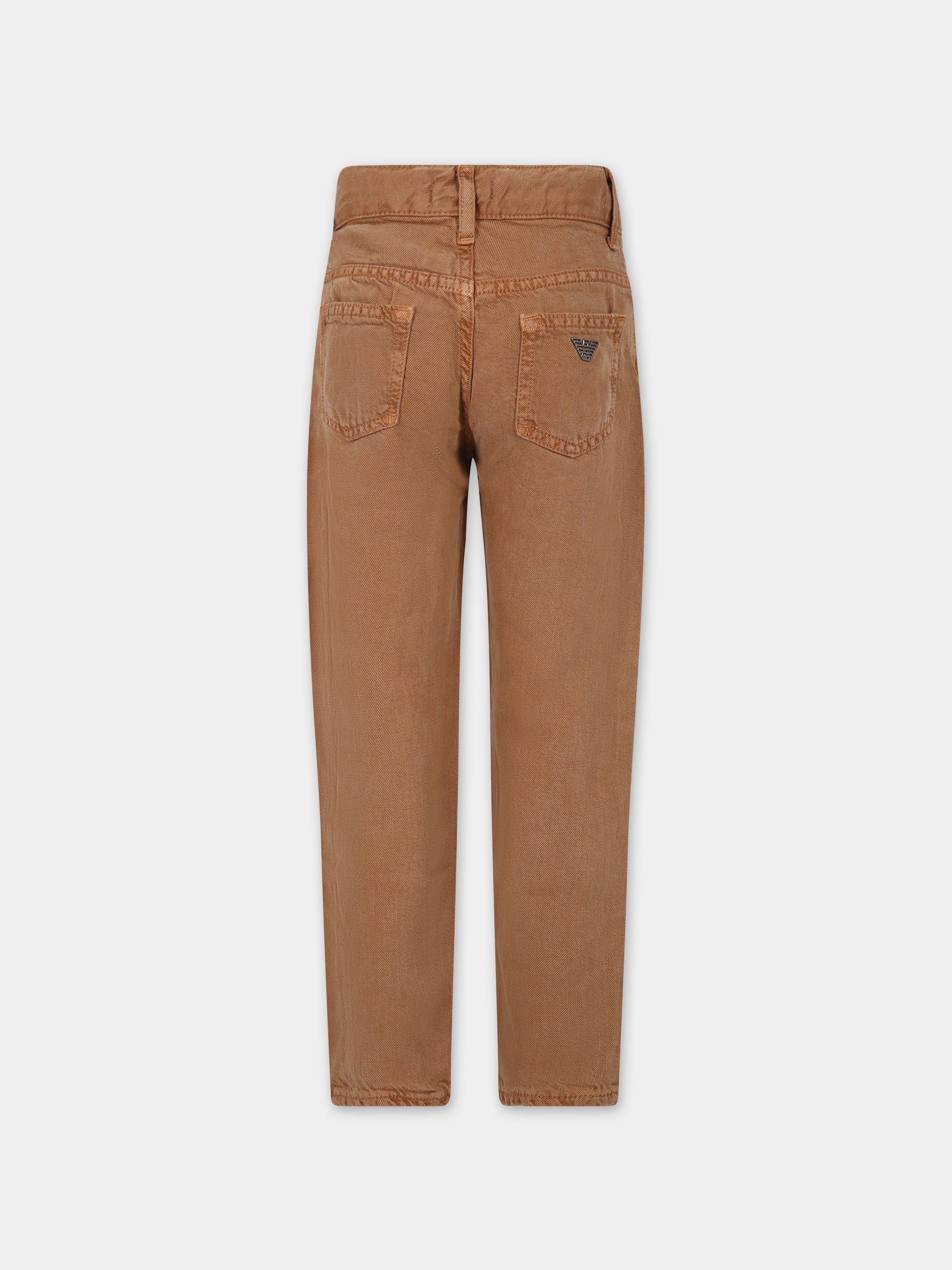 Pantaloni marroni per bambino con logo,Armani Junior,3D4J75 4N8IZ 0430