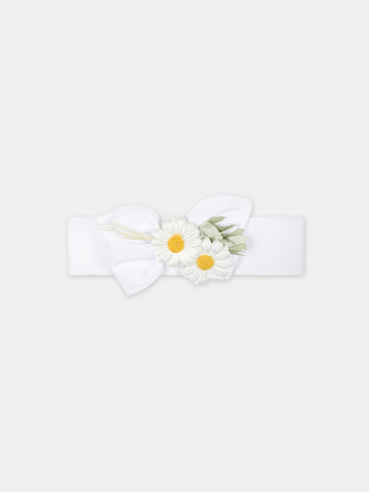 Fascia bianca per neonata con margherite,Monnalisa,39C011 3201 0099