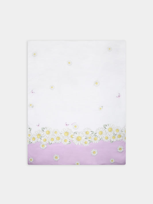 Coperta bianca per neonata con margherite,Monnalisa,35C012 3000 9965