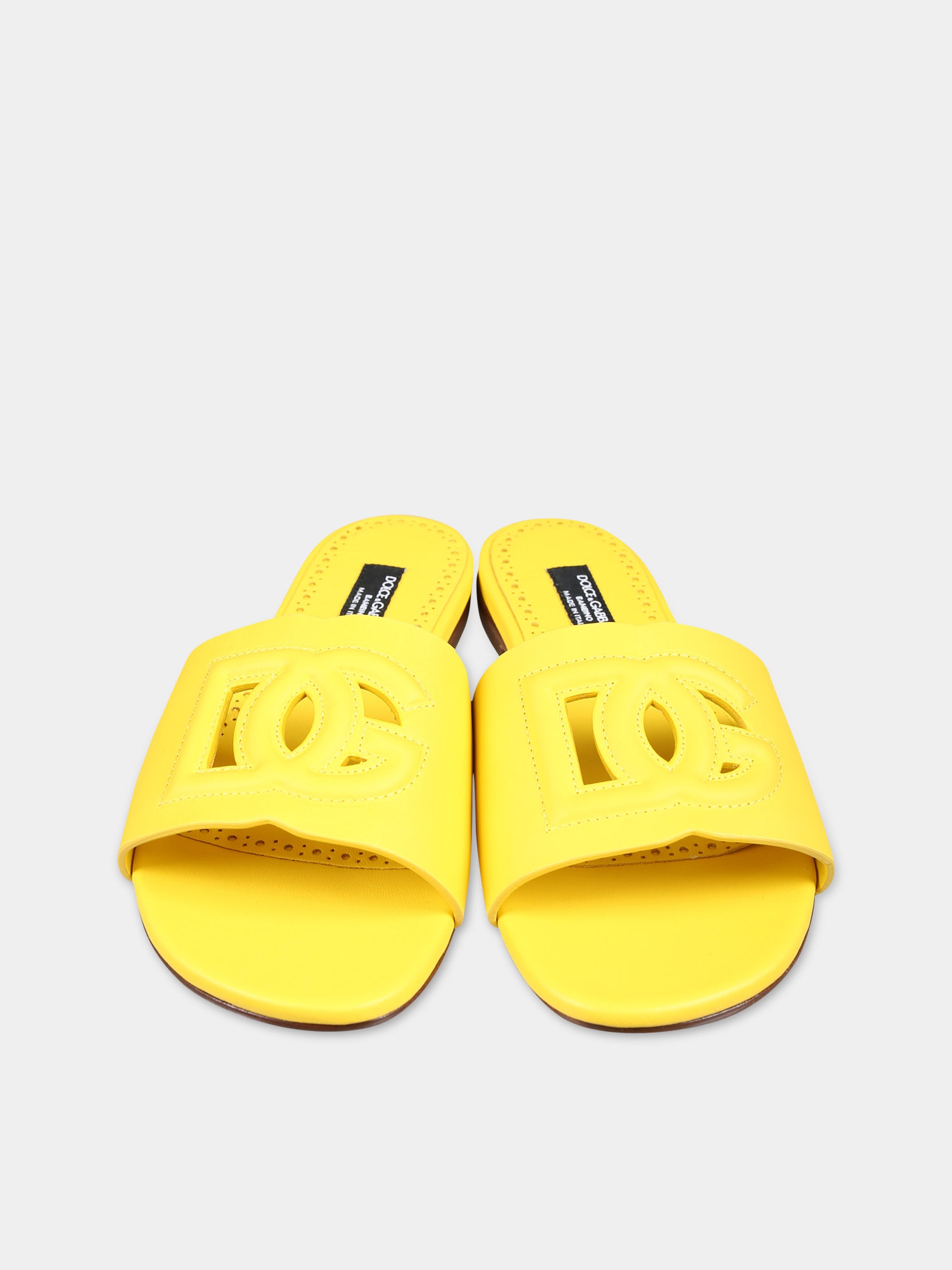 Sandali gialli per bambina con logo,Dolce & Gabbana Kids,D11032 A1735 80210