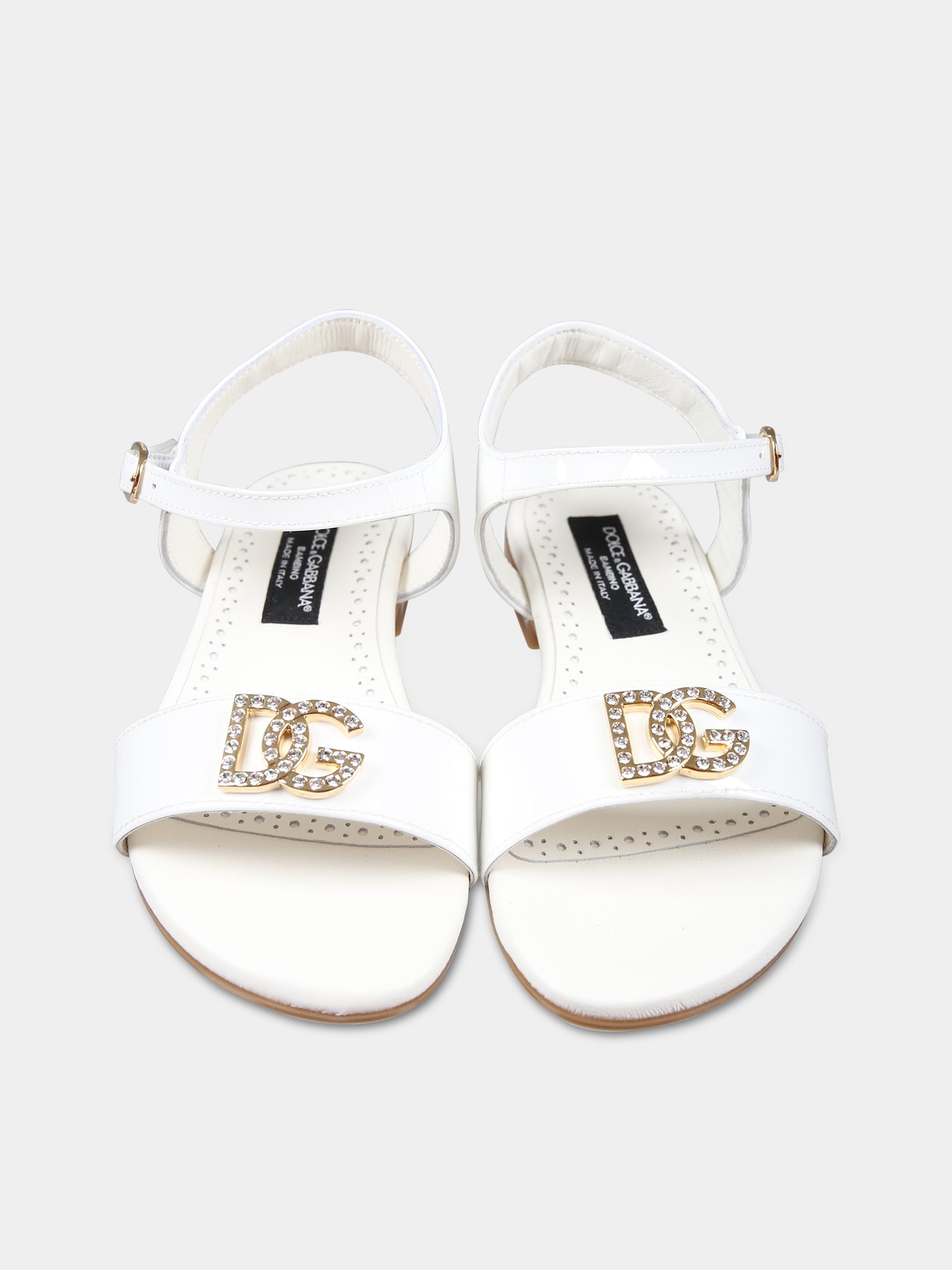 Sandali bianchi per bambina con monogramma,Dolce & Gabbana Kids,D11048 A1153 87682