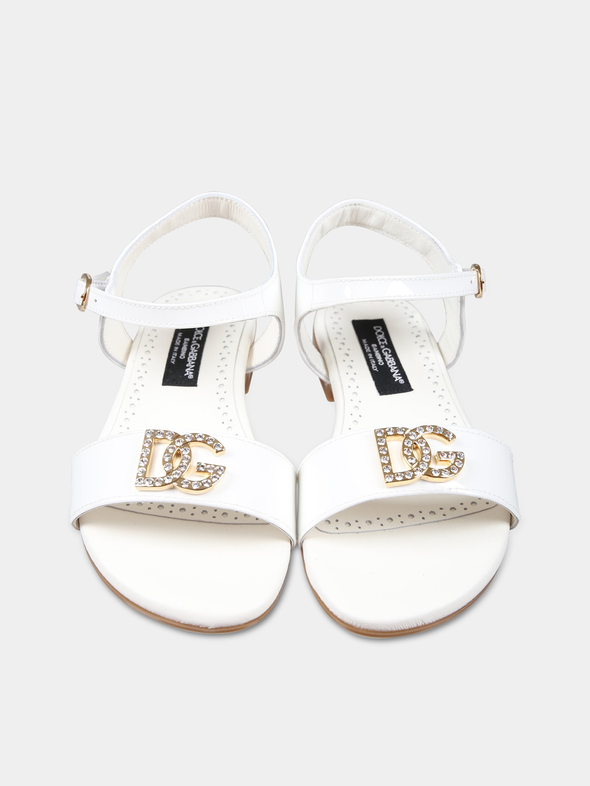 Sandali bianchi per bambina con monogramma,Dolce & Gabbana Kids,D11048 A1153 87682