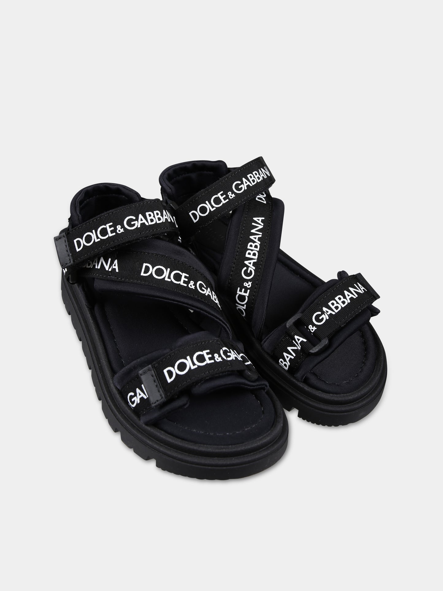 Sandali neri per bambina con logo,Dolce & Gabbana Kids,DA5205 AB028 89690