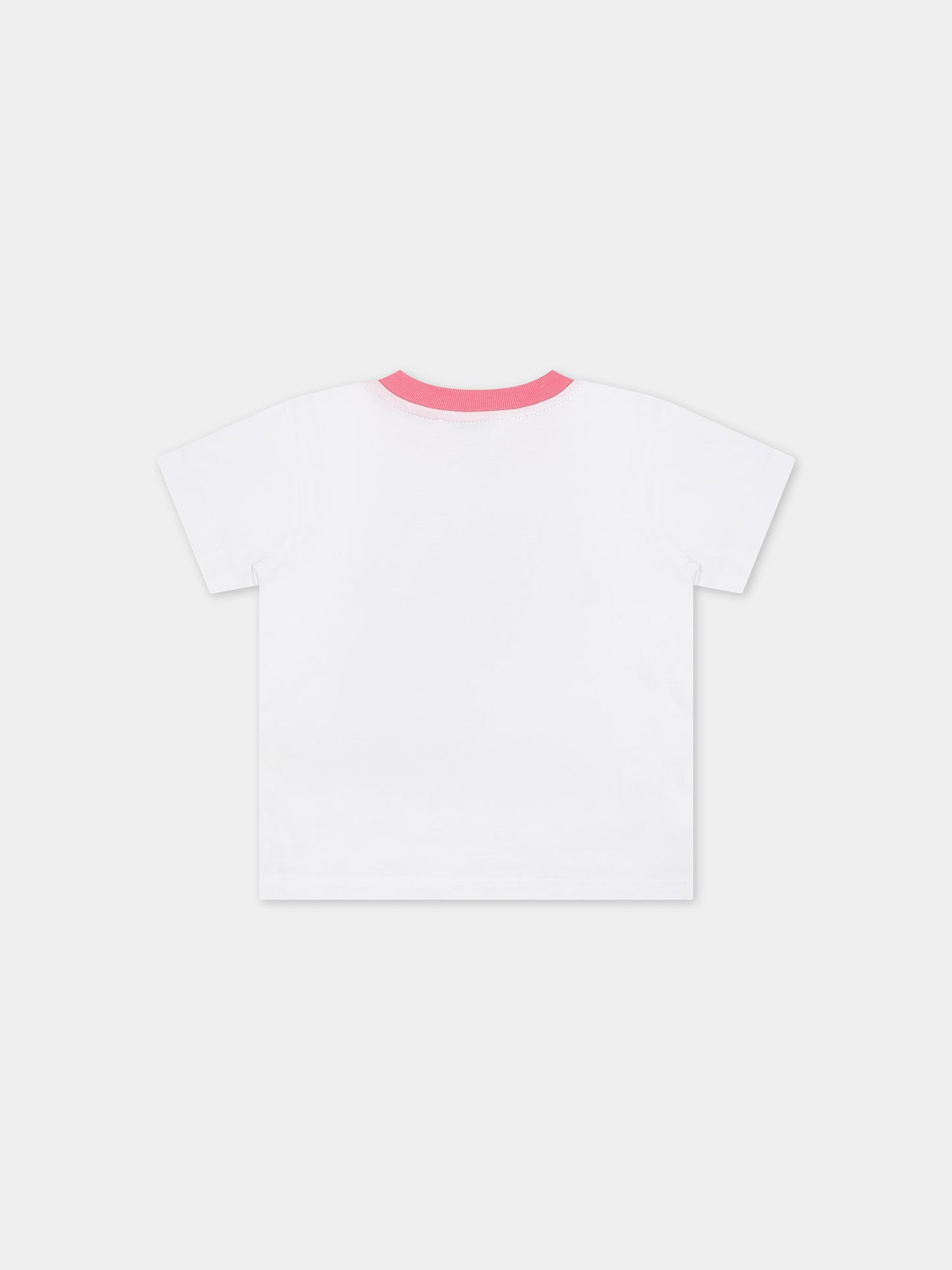 T-shirt bianca per neonata con stampa multicolor,Dolce & Gabbana Kids,L2JTKT G7L9I W0800