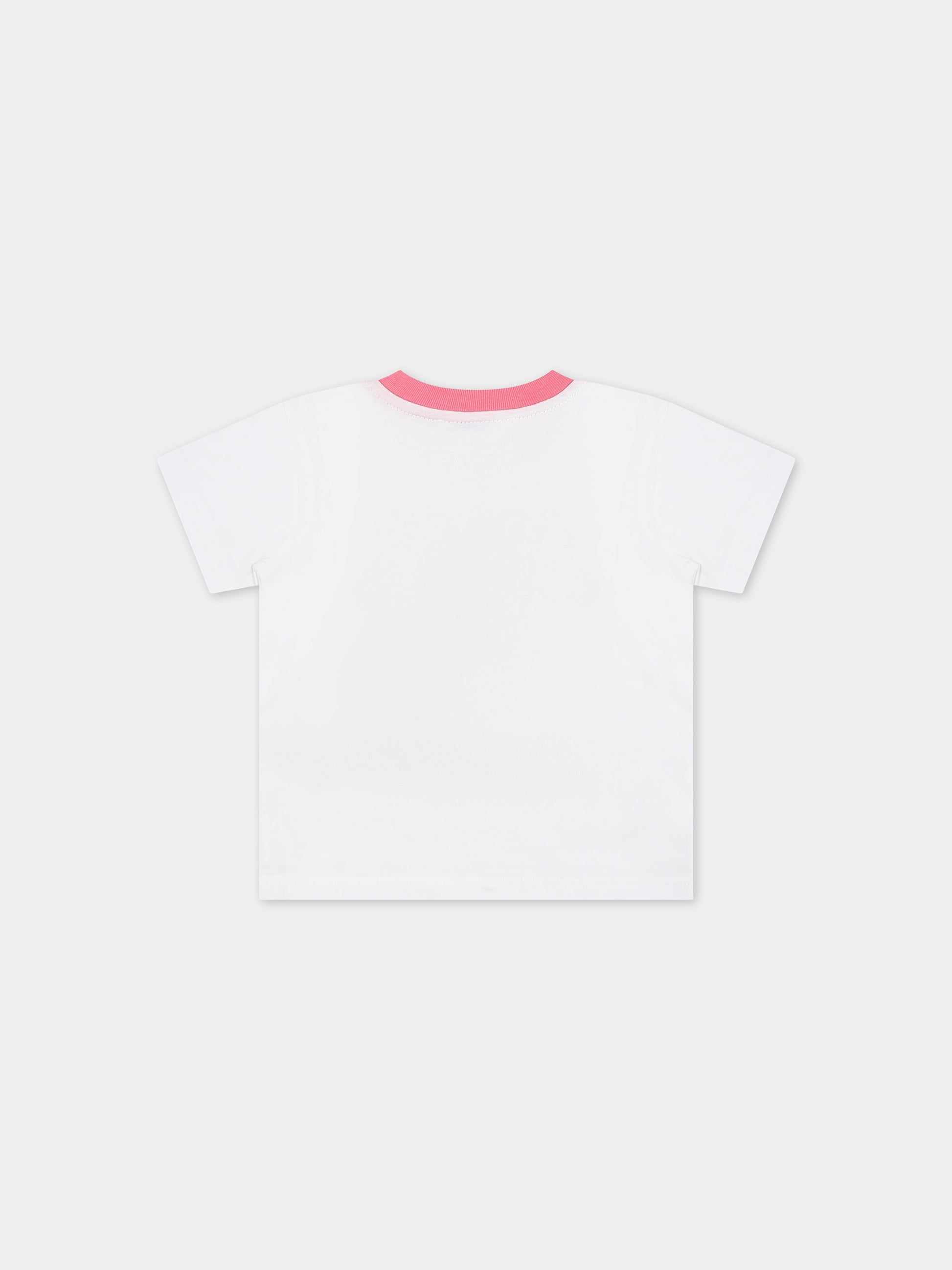 T-shirt bianca per neonata con stampa multicolor,Dolce & Gabbana Kids,L2JTKT G7L9I W0800