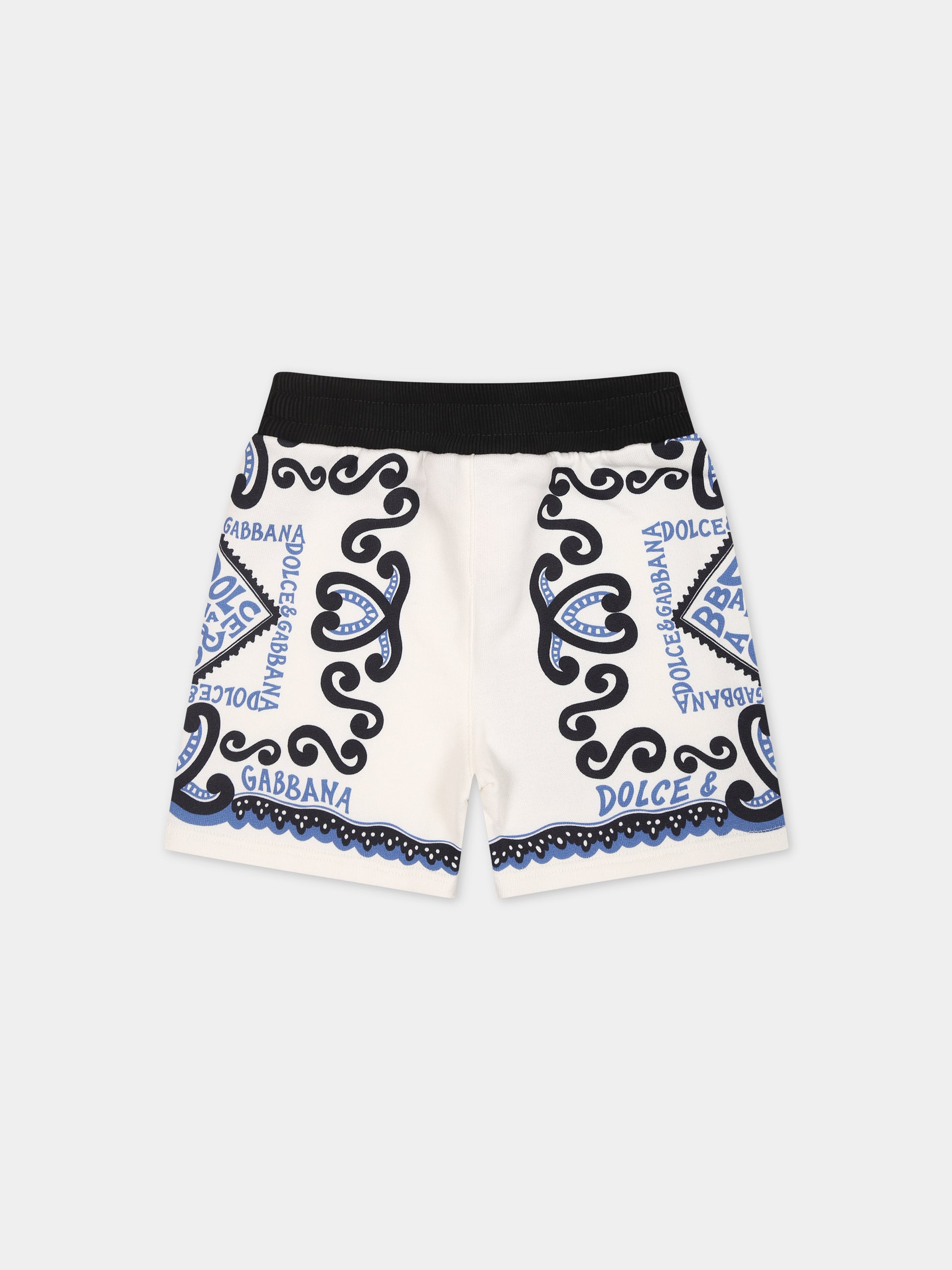 Shorts bianchi per neonato con stampa bandana e logo,Dolce & Gabbana Kids,L1JQR0 G7L0X HC4XR