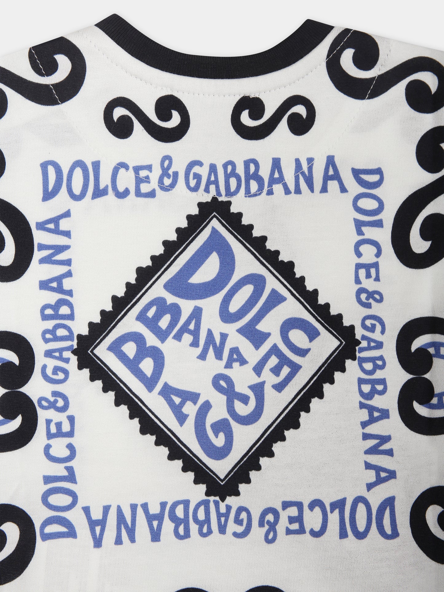 T-shirt bianca per neonato con stampa bandana e logo,Dolce & Gabbana Kids,L1JTEY G7L1B HC4XR