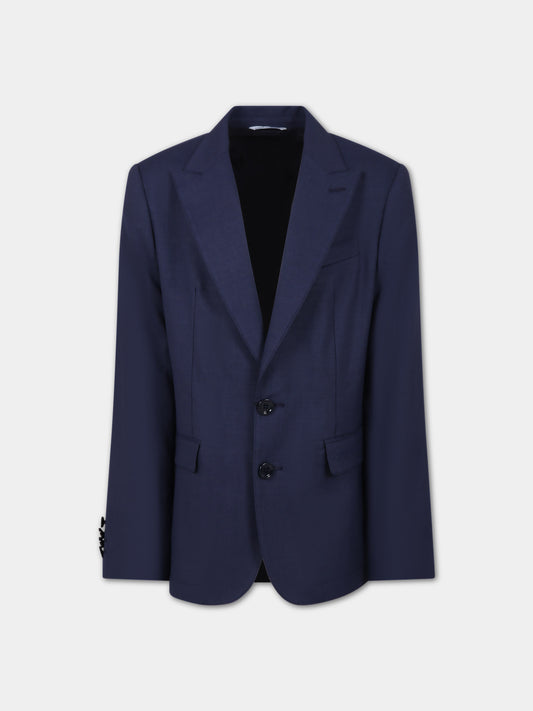 Giacca blu per bambino con logo,Dolce & Gabbana Kids,L41J80 FU9AQ B0065