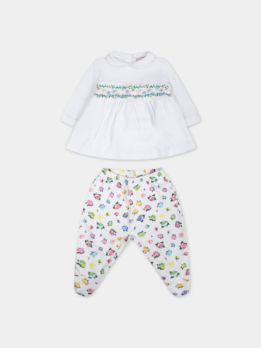 Completo bianco per neonata con eyes flirting e rose multicolor,Chiara Ferragni Collection,55C501 3000 9984