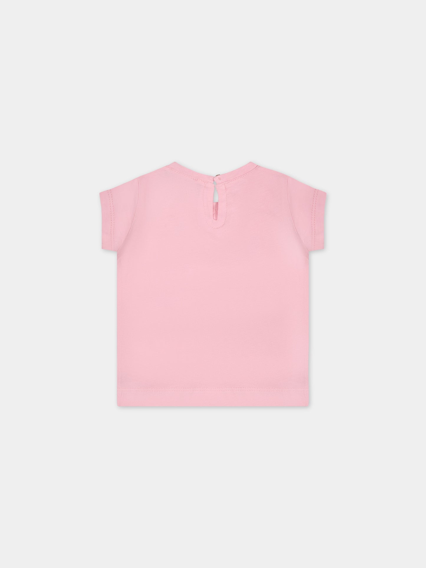 T-shirt rosa per bambina con eye flirting e cuore,Chiara Ferragni Collection,53C602 3021 090F