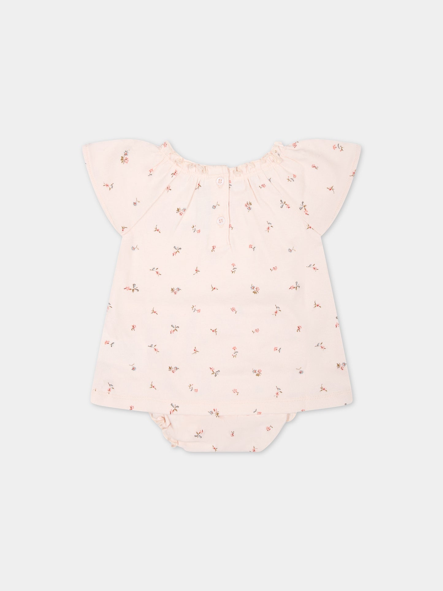 Completo rosa per neonata con fantasia floreale all-over,Bonpoint,S04NNIK00004 625B