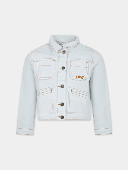 Giubbotto di jeans in denim per bambina con ciliegia,Bonpoint,S04GJAW00006 012