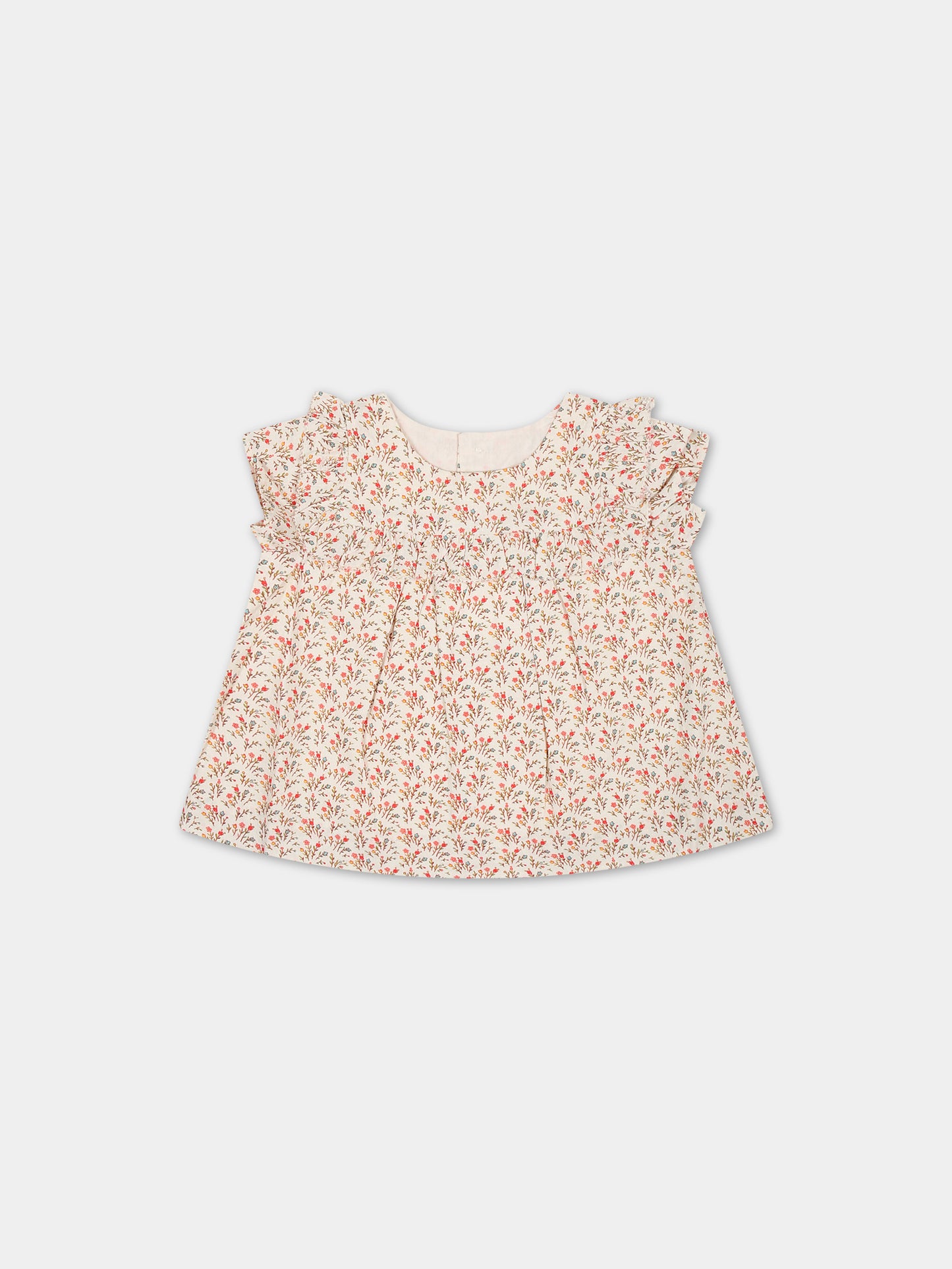 Top beige per neonata con fantasia floreale all-over,Bonpoint,S04XBLW00017 560A