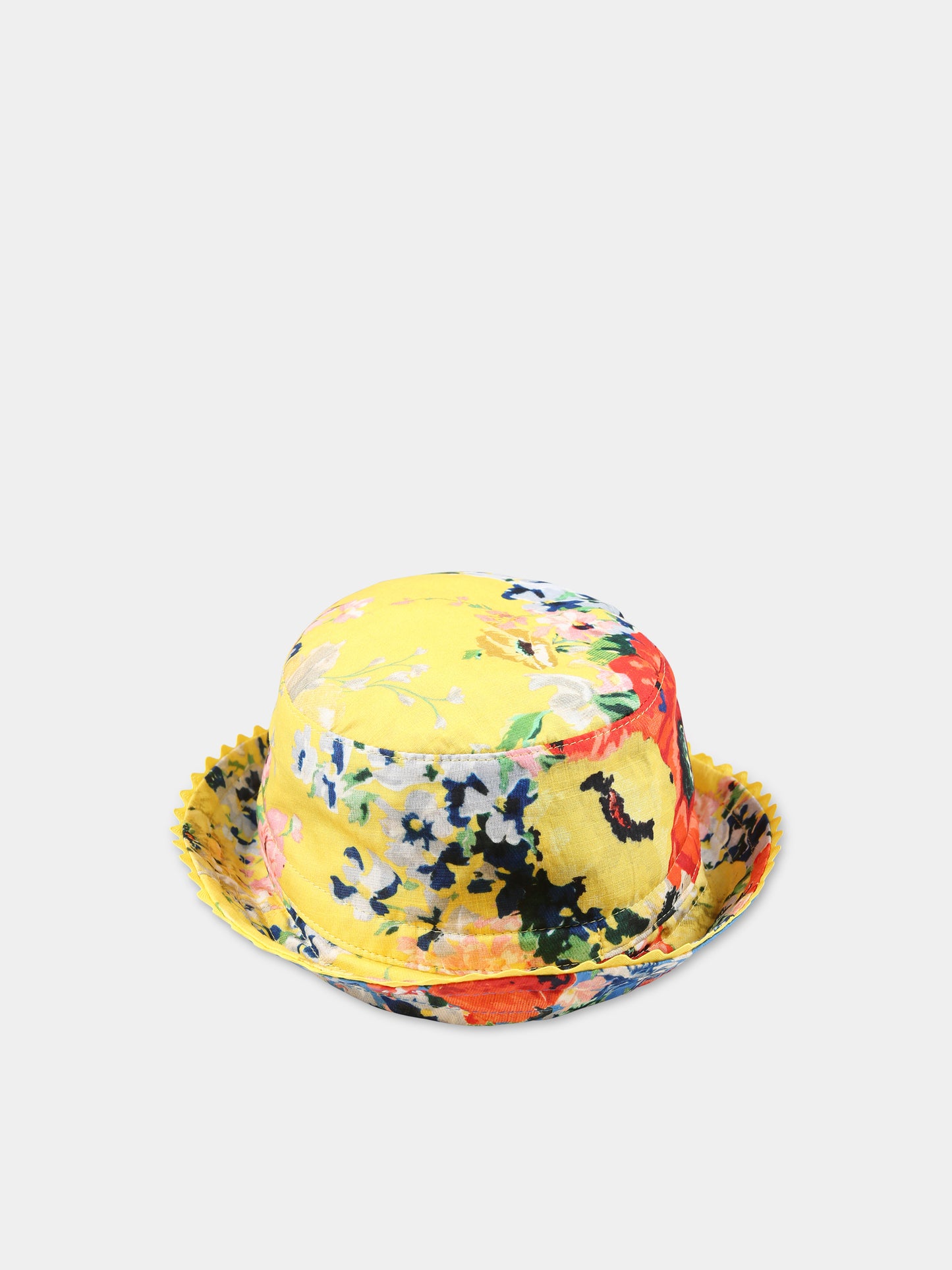 Cloche gialla reversibile per bambina con stampa all-over,Zimmermann,1887RS24 YELLOW FLORAL