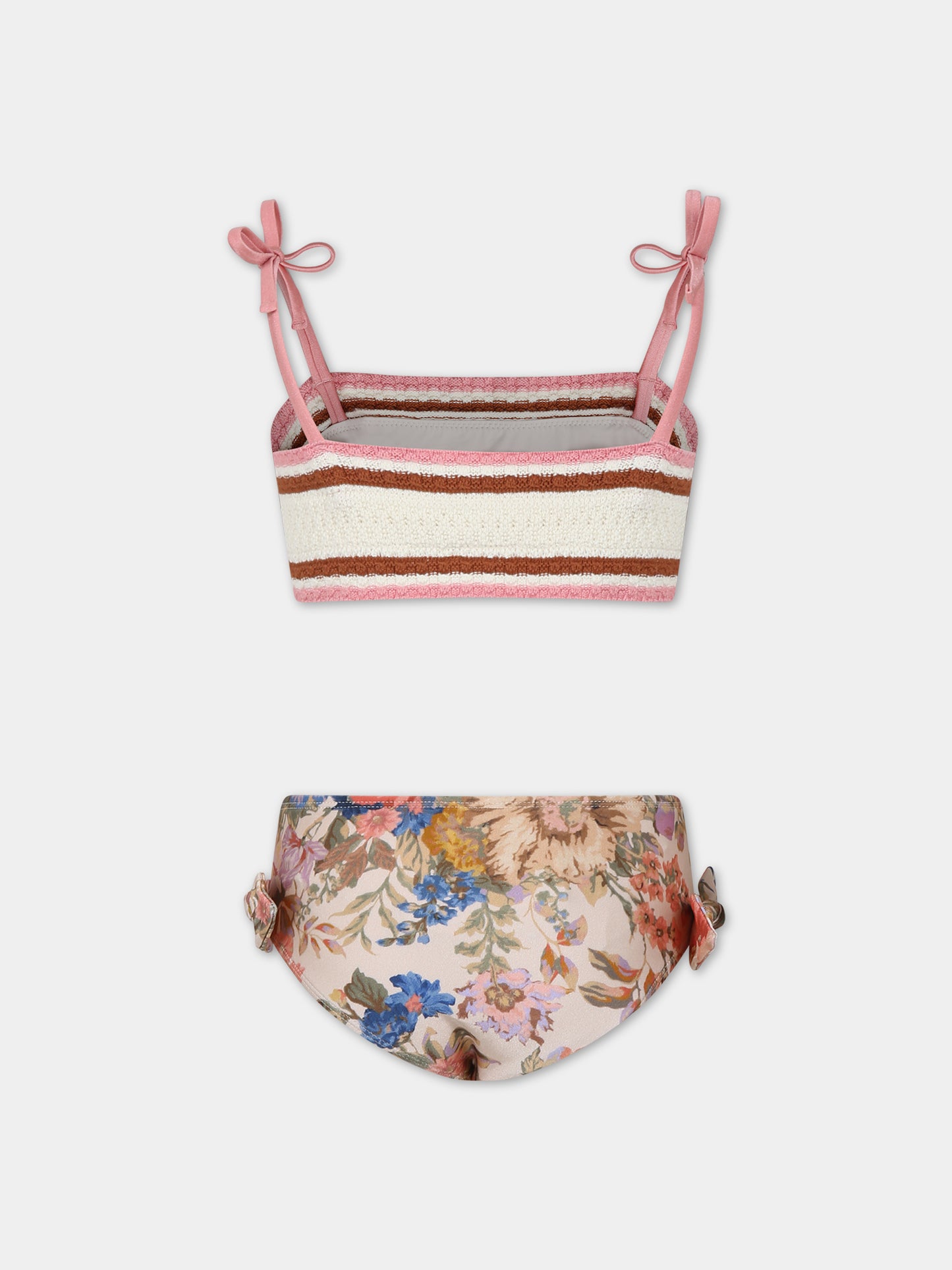 Bikini avorio per bambina con stampa floreale,Zimmermann,9003WRS242 CREAM FLORAL