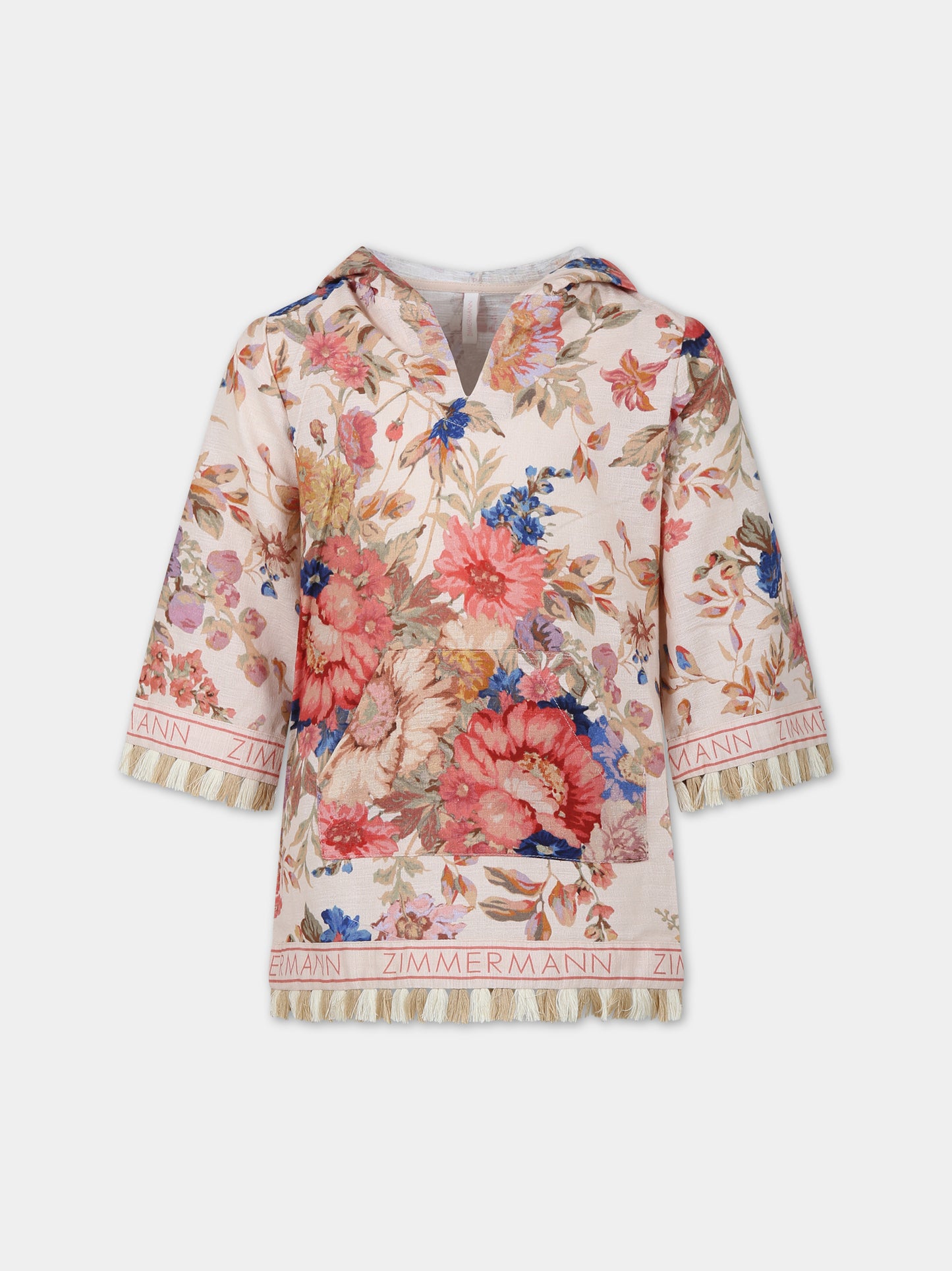 Copricostume avorio per bambina con stampa floreale,Zimmermann,5490DRS242 CREAM FLORAL