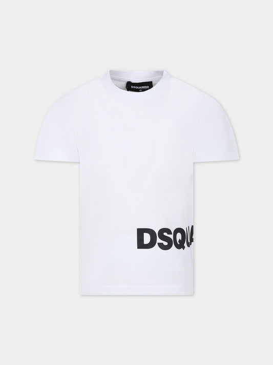 T-shirt bianca per bambino con logo,Dsquared2,DQ2329 D0A2E D2MT19U DQ100