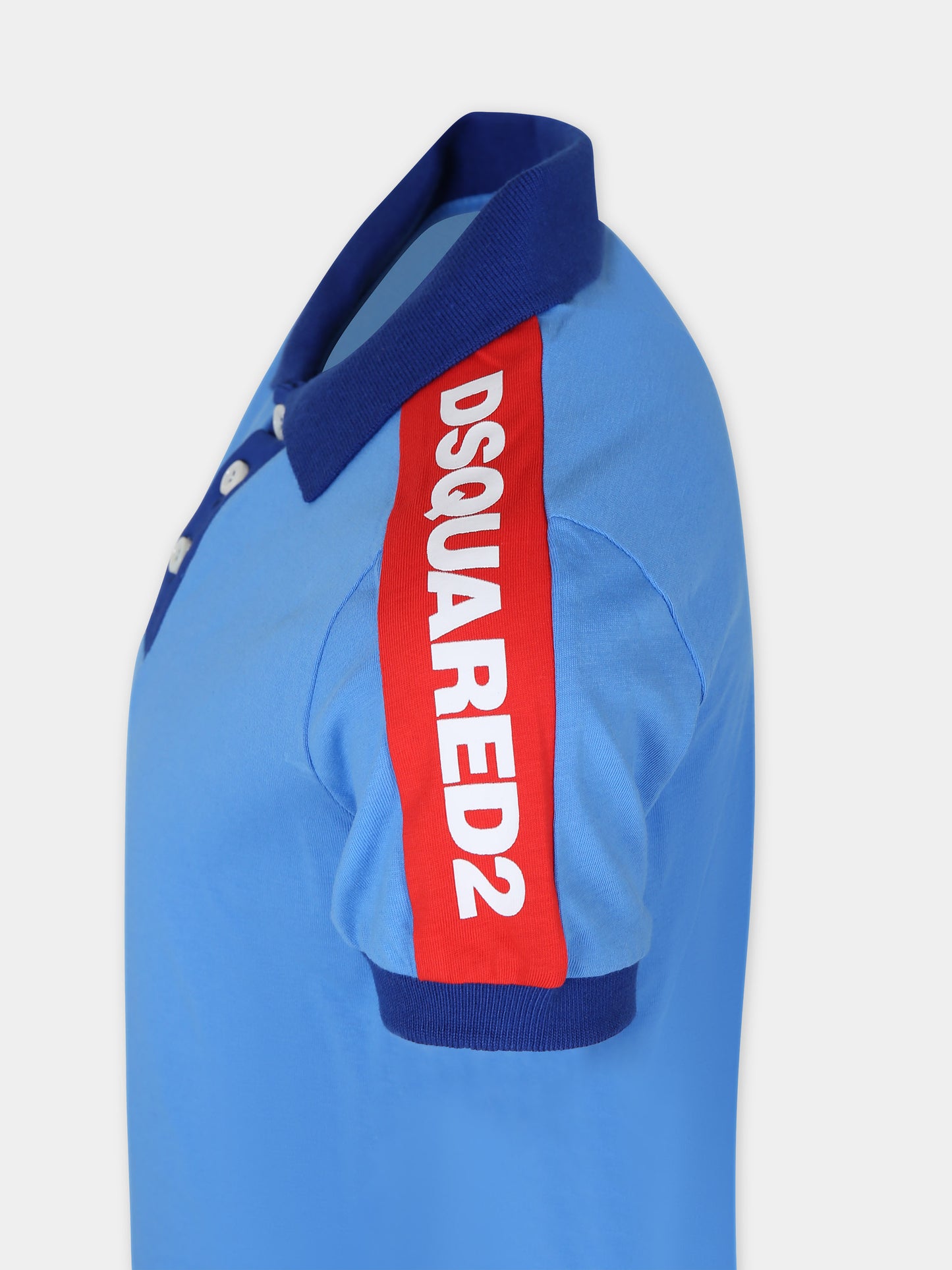 Polo azzurra per bambino con logo,Dsquared2,DQ2330 D0A47 D2MT16M DQ826