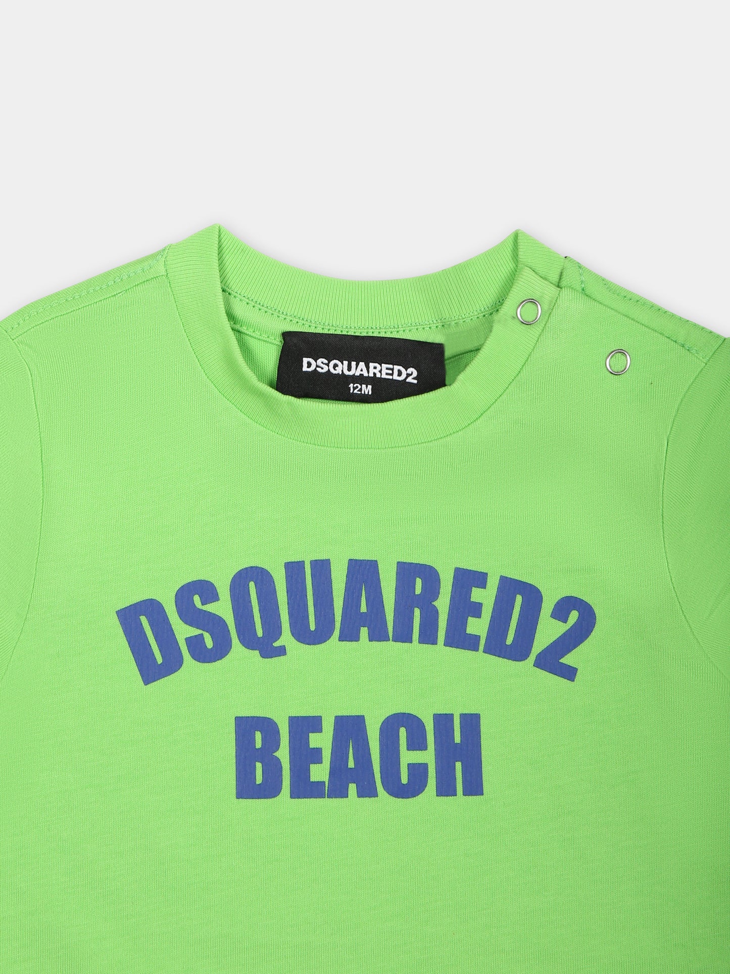 T-shirt verde per neonato con logo,Dsquared2,DQ2345 D0A47 D2MT21B DQ525