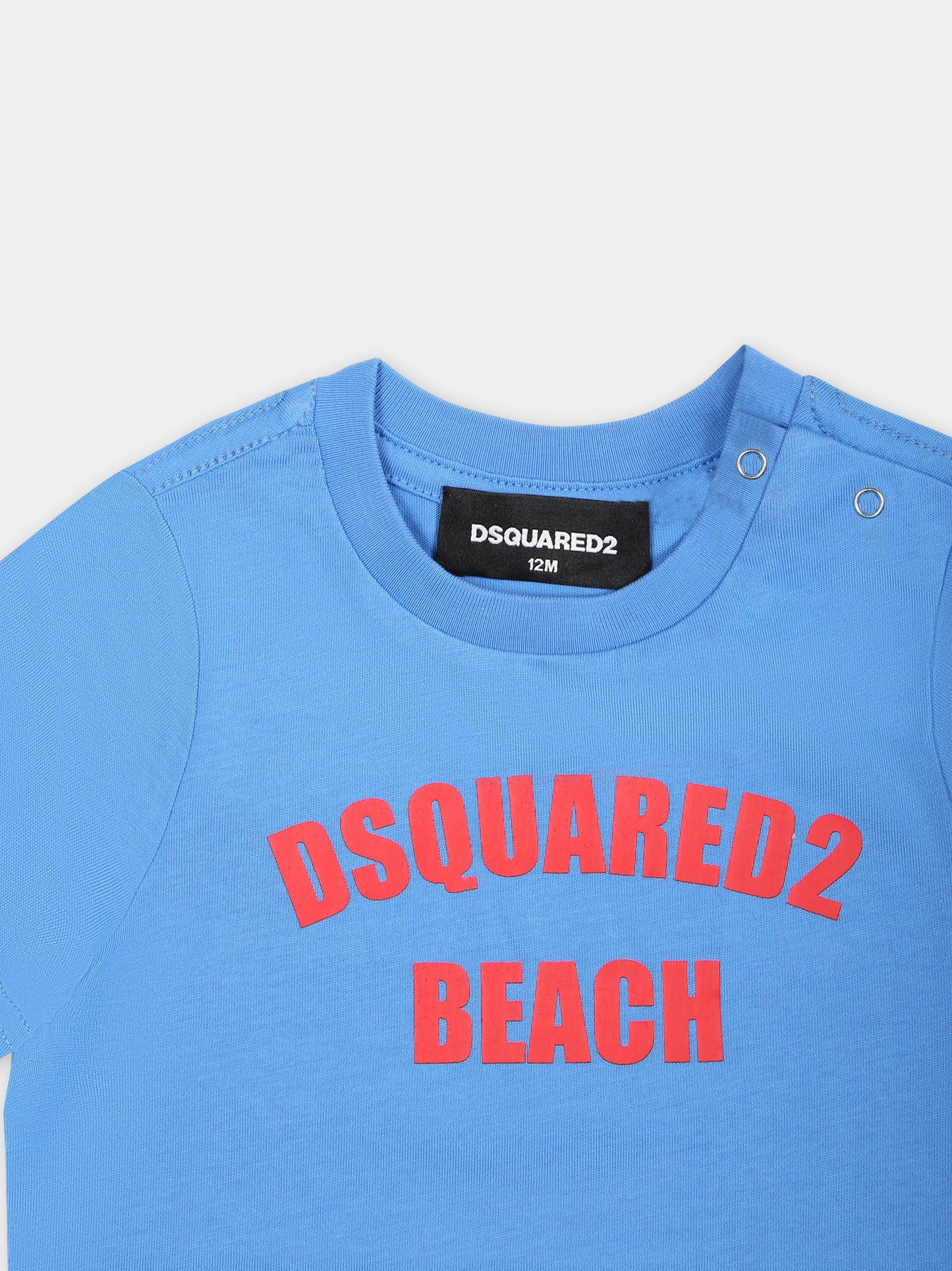 T-shirt azzurra per neonato con logo,Dsquared2,DQ2345 D0A47 D2MT21B DQ826