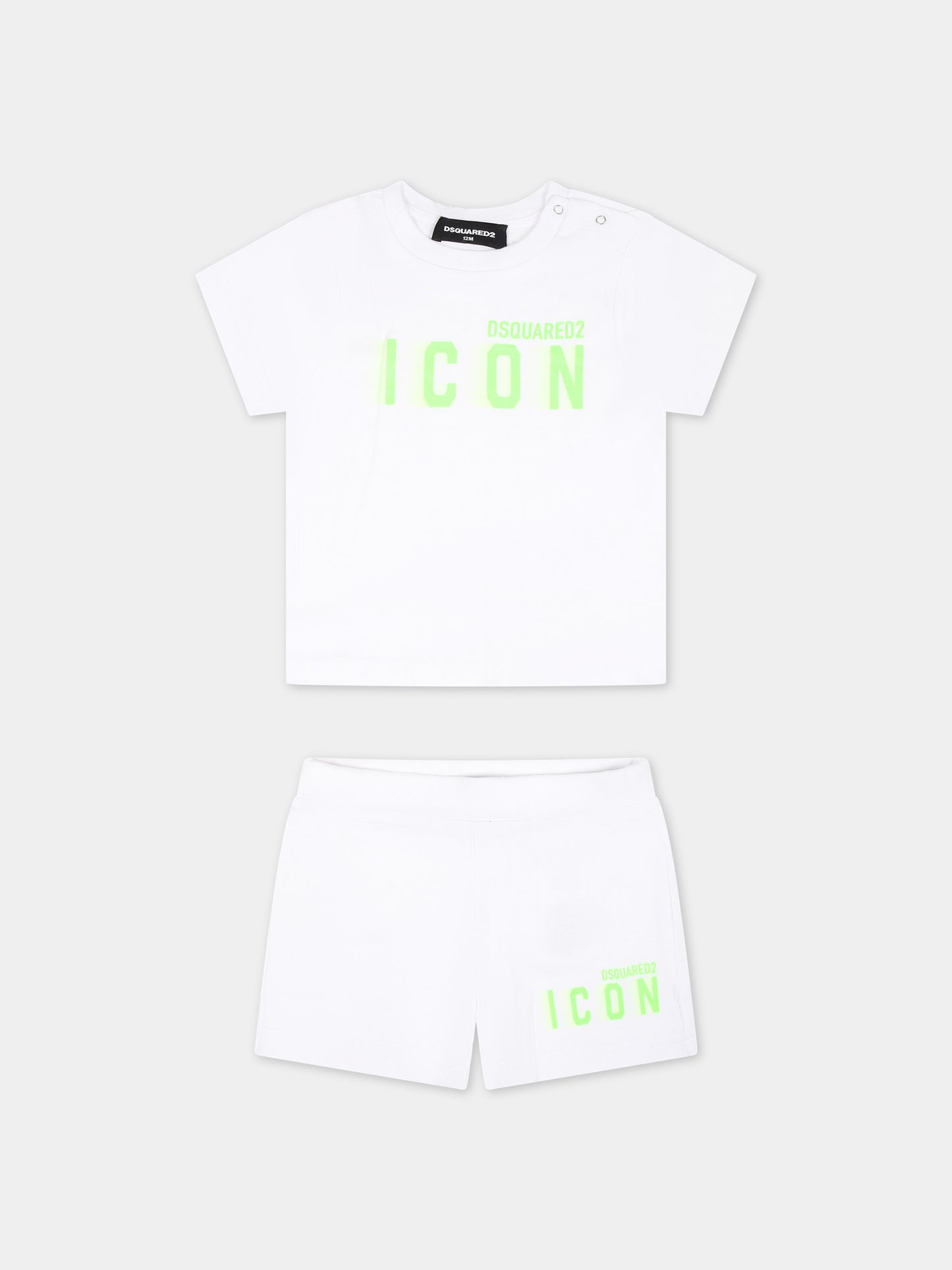 Completo sportivo bianco per neonato con logo,Dsquared2,DQ2395 D0A8U D2S8B DQ10Y