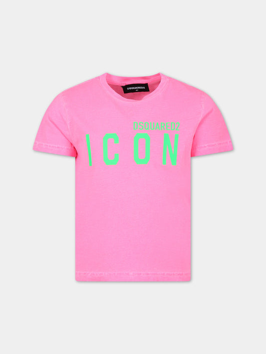 T-shirt fucsia per bambini con logo,Dsquared2,DQ2416 D0A80 D2T1068U DQ318