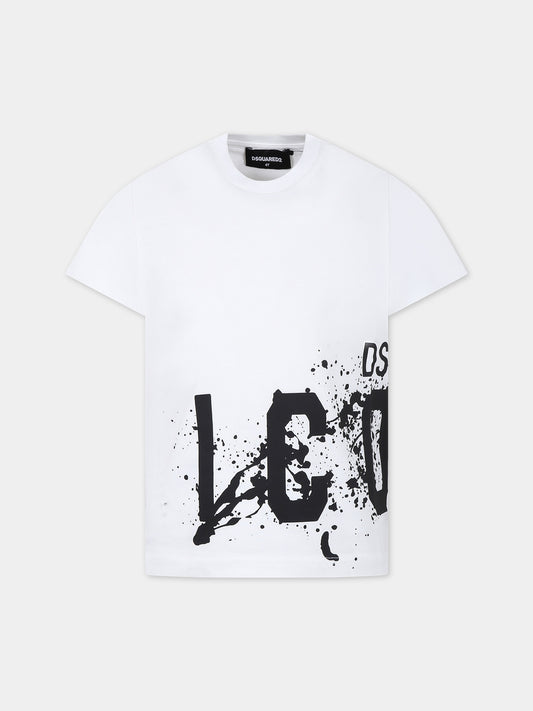 T-shirt bianca per bambino con logo,Dsquared2,DQ2419 D00MM D2T1067U DQ100