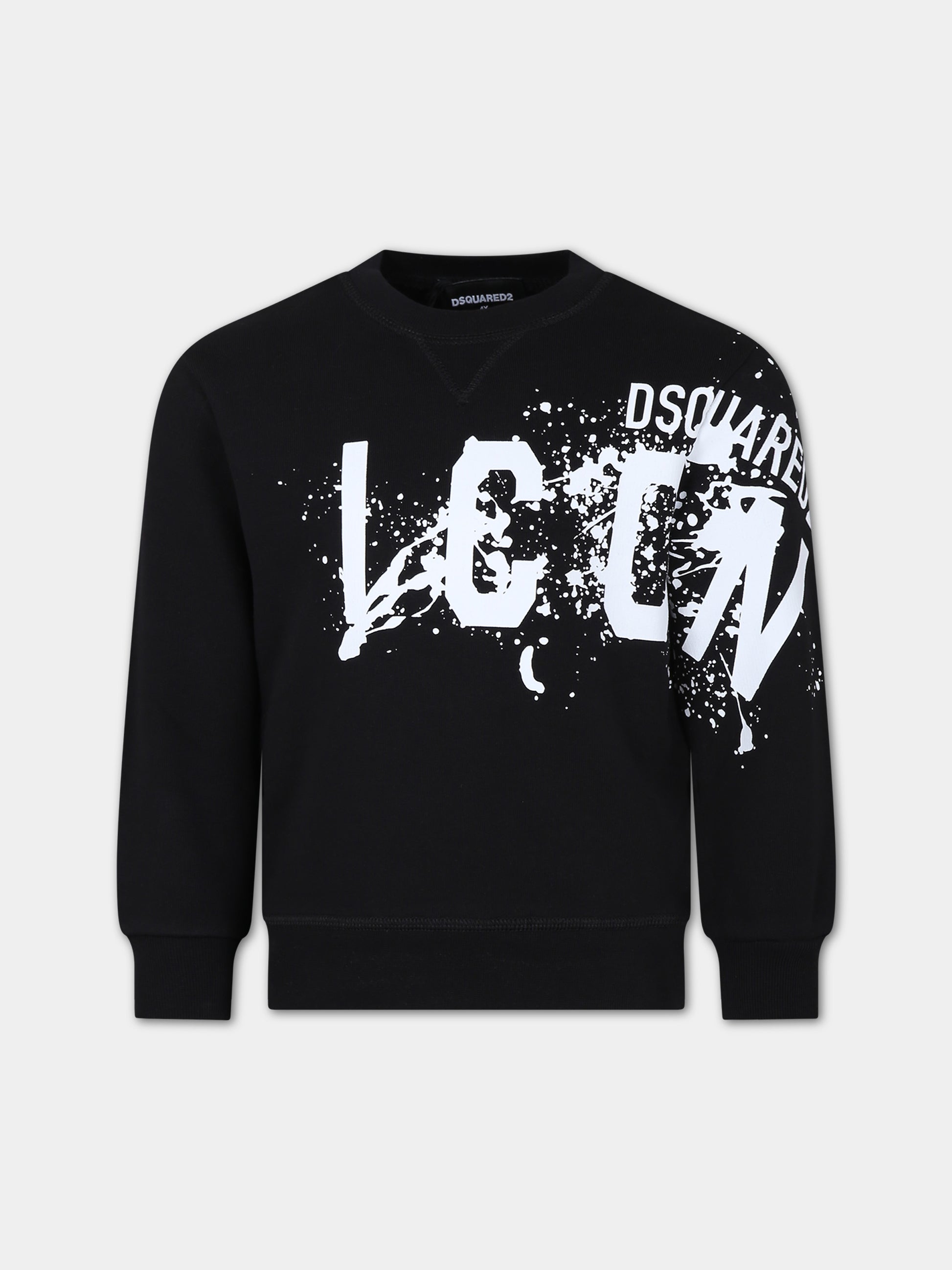 Felpa nera per bambino con logo,Dsquared2,DQ2424 D009B D2S818U DQ900