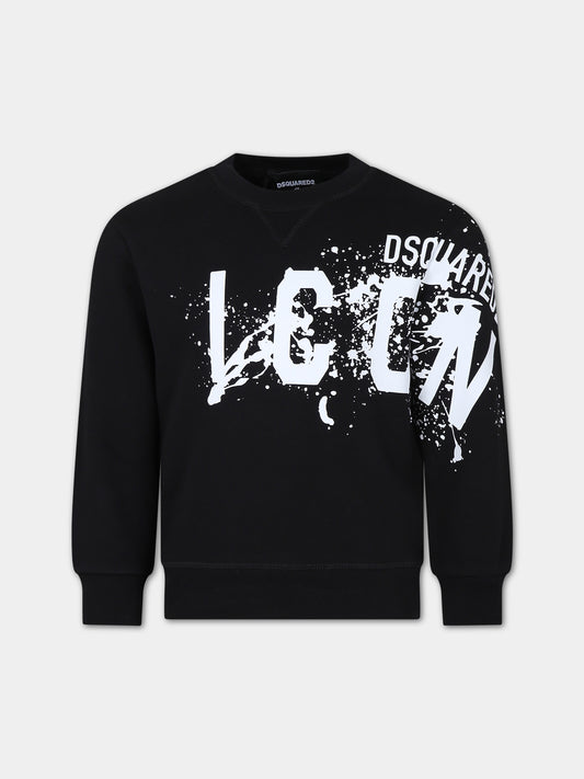 Felpa nera per bambino con logo,Dsquared2,DQ2424 D009B D2S818U DQ900