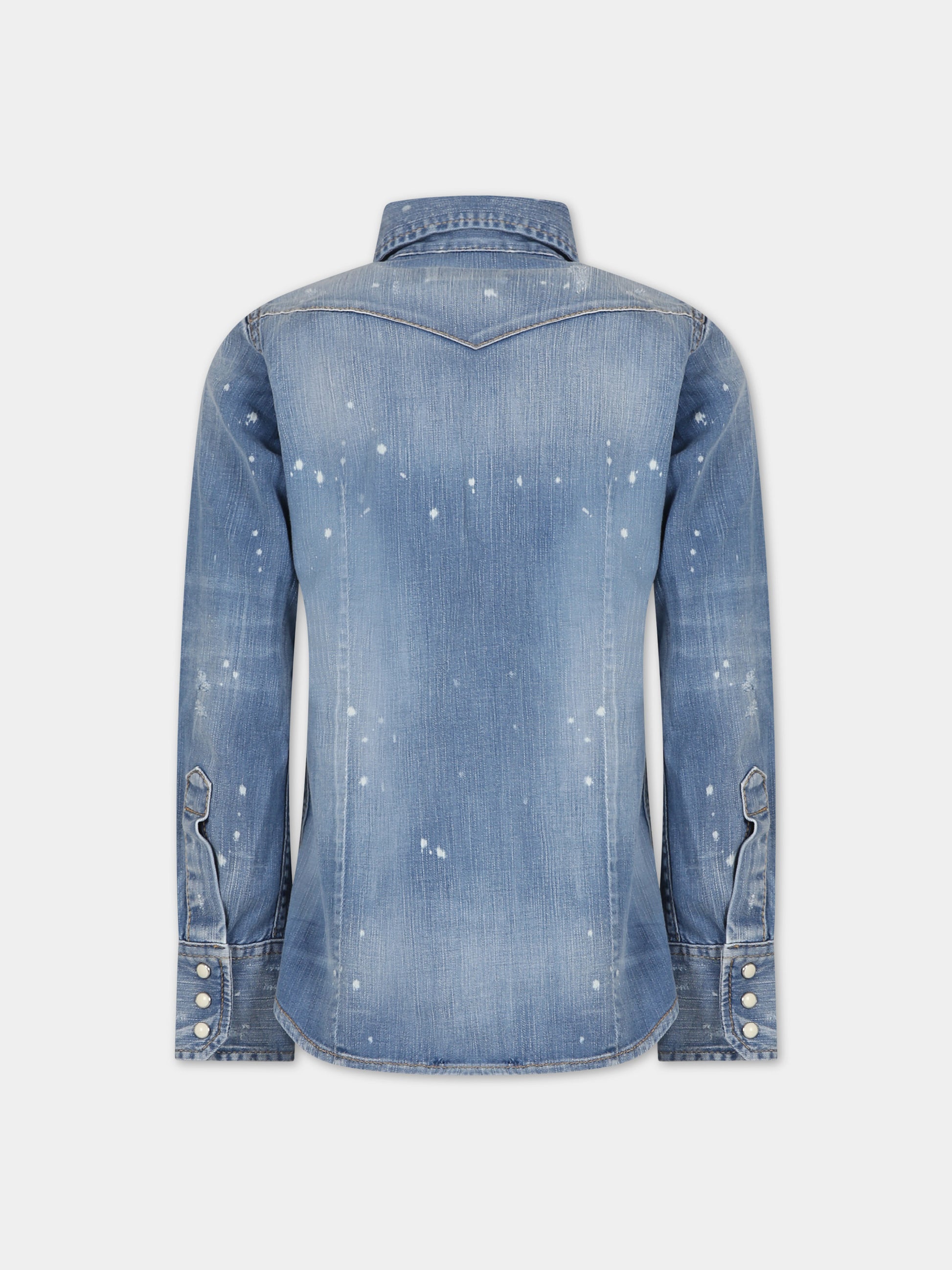 Camicia blu per bambino con logo,Dsquared2,DQ02DG D0A7E D2C24AVM DQ01