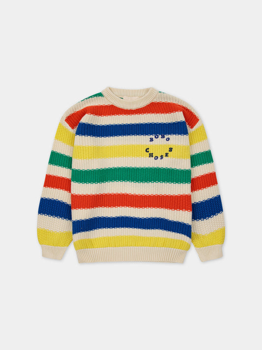 Maglione multicolor per bambini con righe,Bobo Choses,124AC135