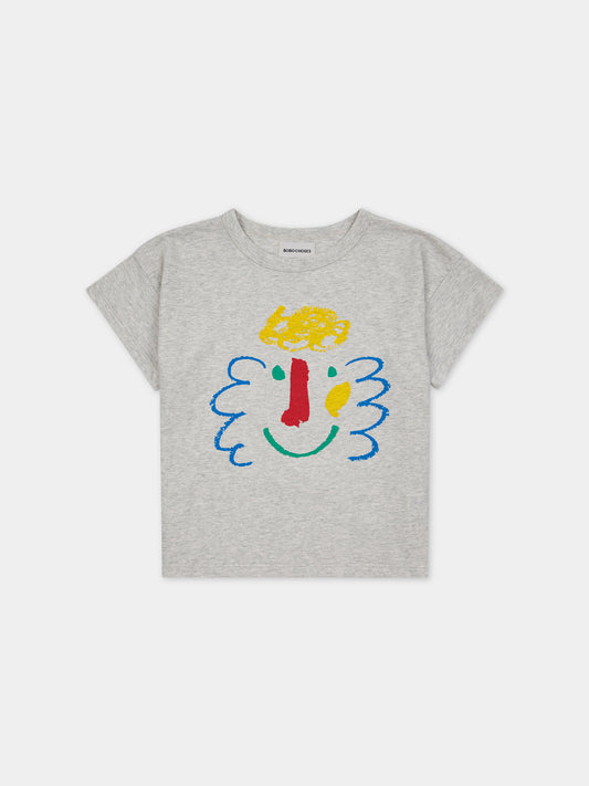 T-shirt grigia per bambini con stampa multicolor,Bobo Choses,124AC005