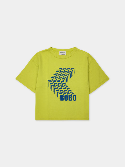 T-shirt verde per bambini con stampa blu,Bobo Choses,124AC013
