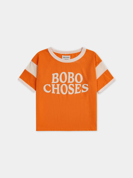 T-shirt arancione per bambini con logo,Bobo Choses,124AC016