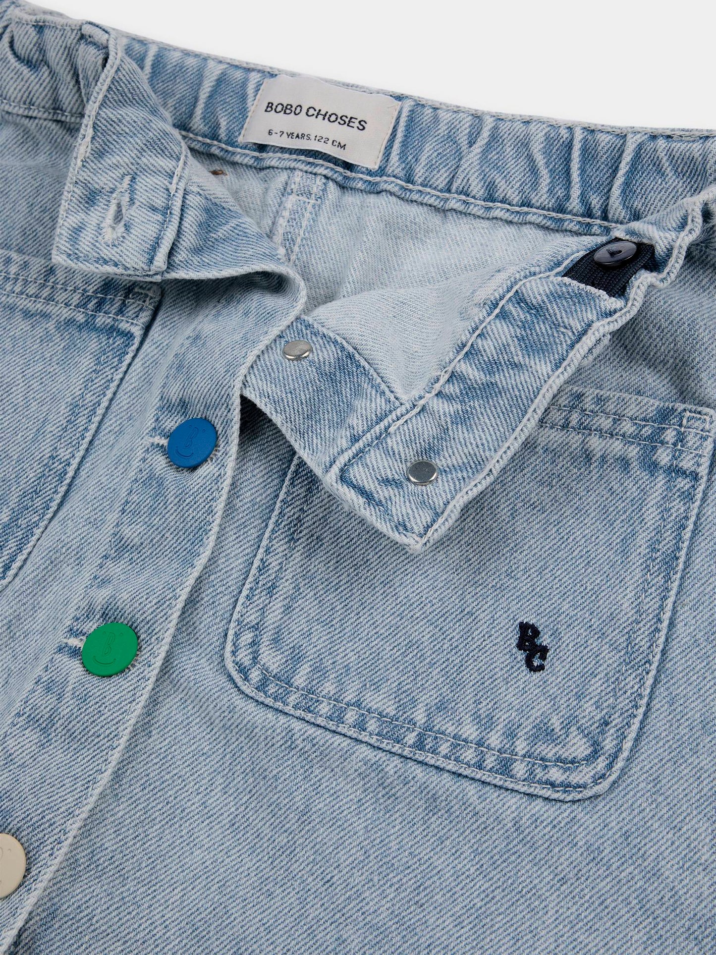Gonna in denim per bambina con bottoni multicolor,Bobo Choses,124AC095