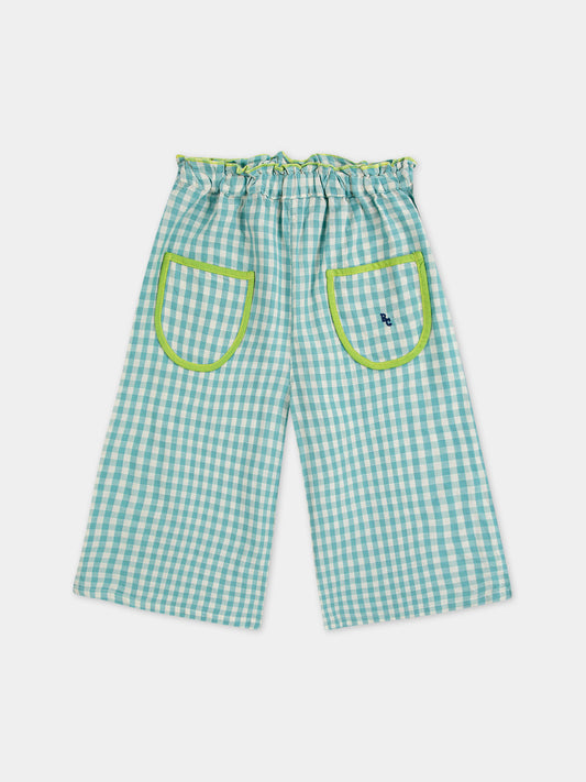 Pantaloni celesti per bambina a quadretti,Bobo Choses,124AC112