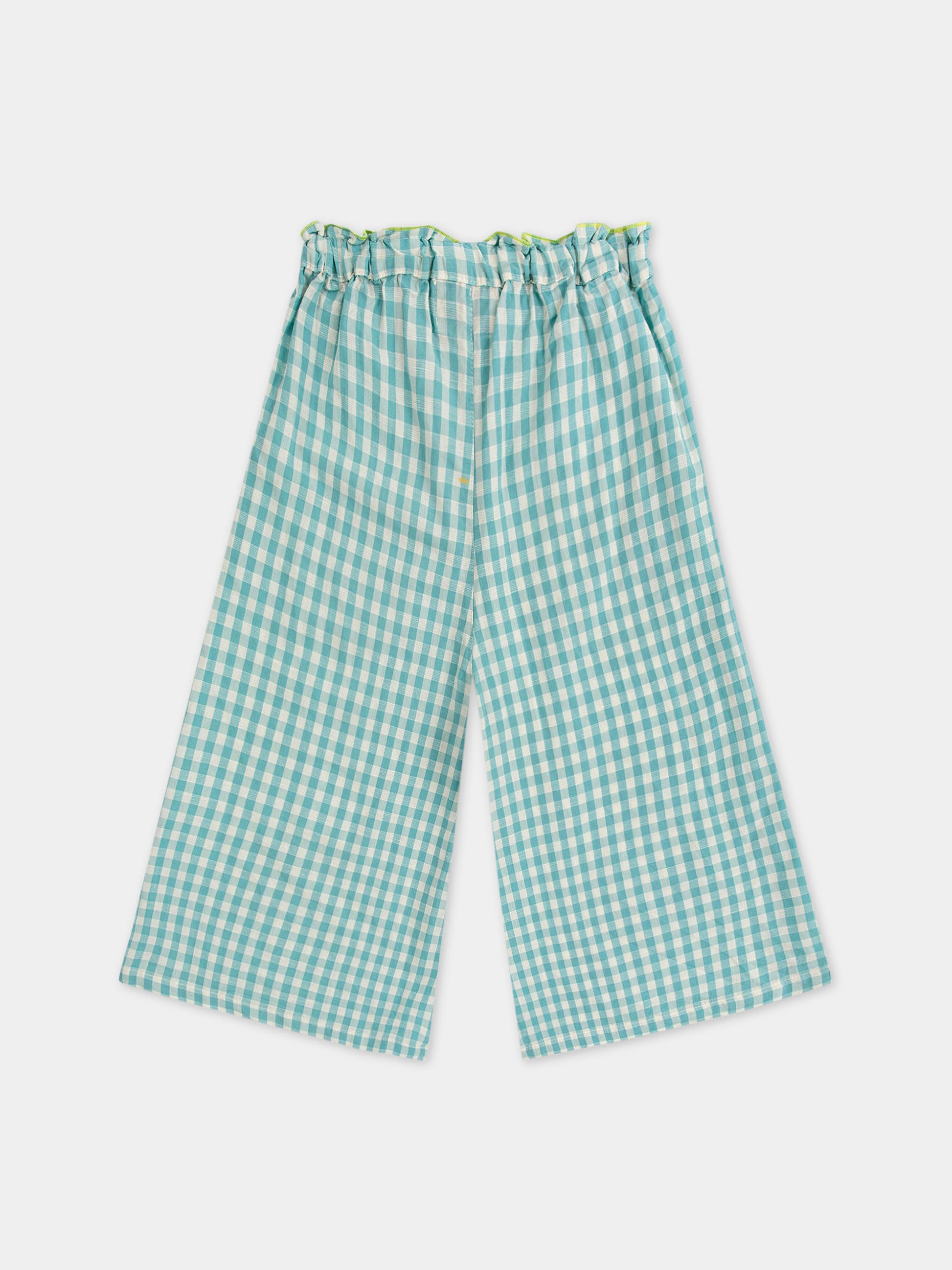 Pantaloni celesti per bambina a quadretti,Bobo Choses,124AC112