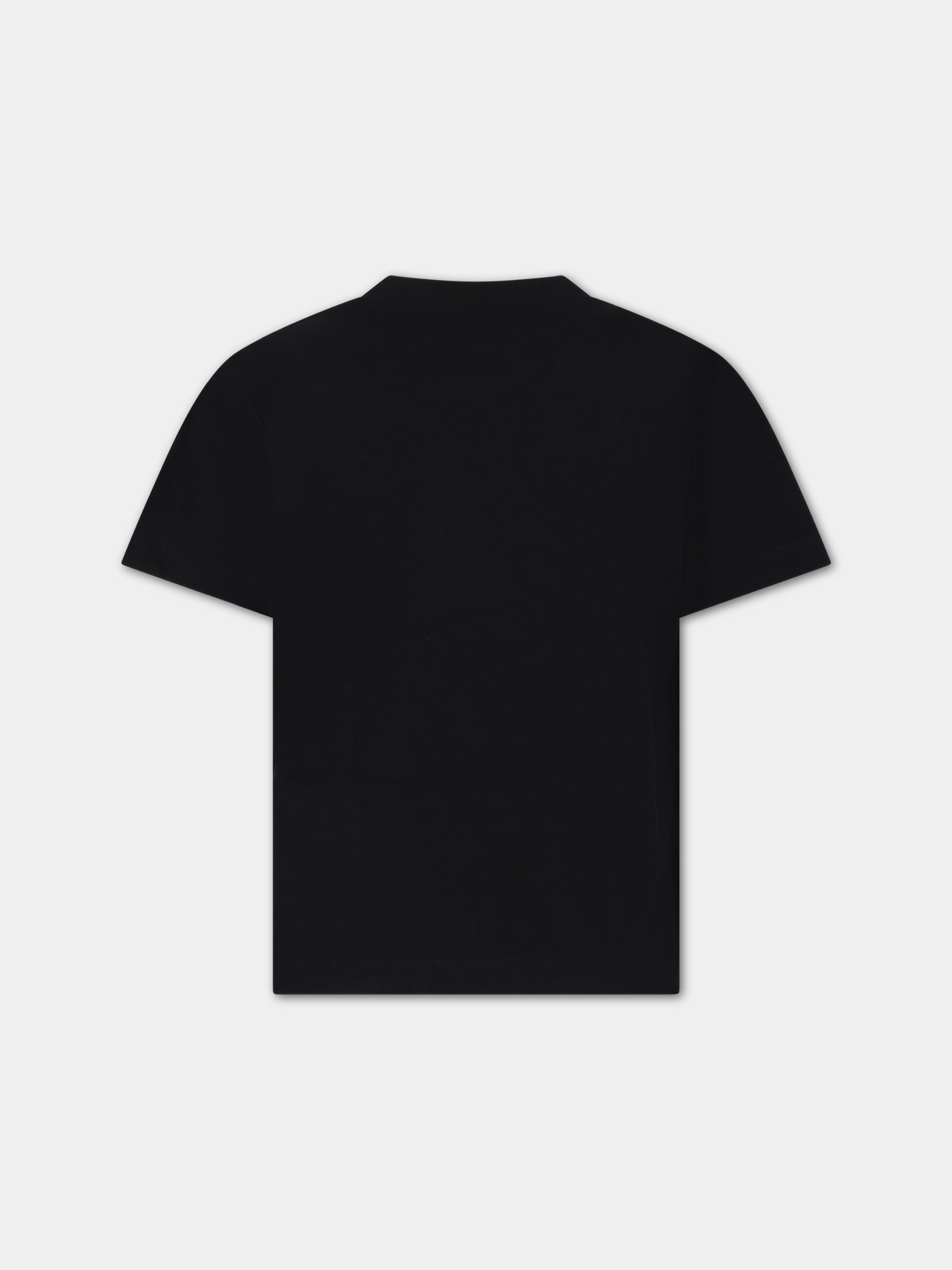 T-shirt nera per bambino con logo,Barrow,S4BKJUTH006 110