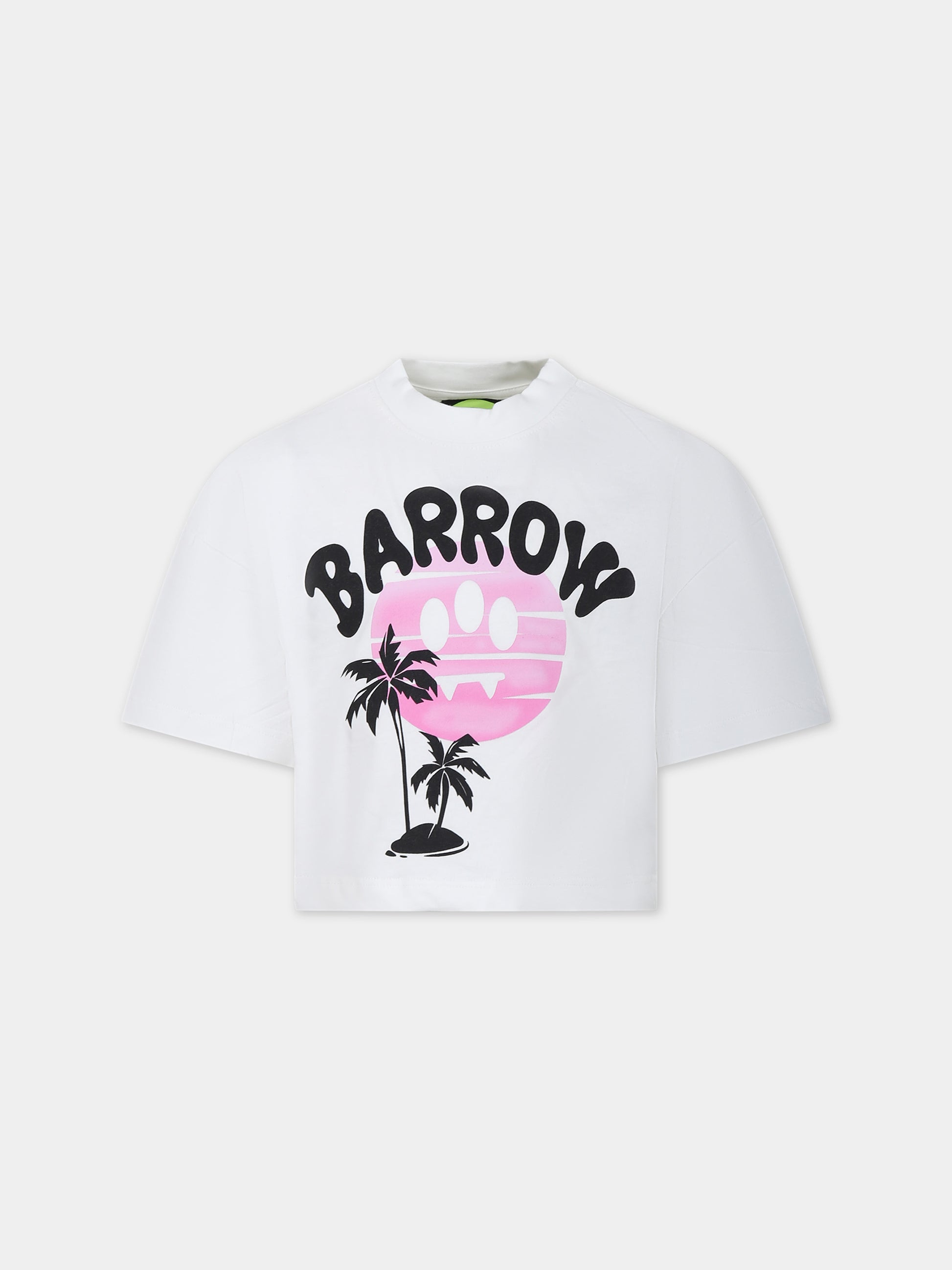 T-shirt bianca per bambina con logo,Barrow,S4BKJGTH052 002
