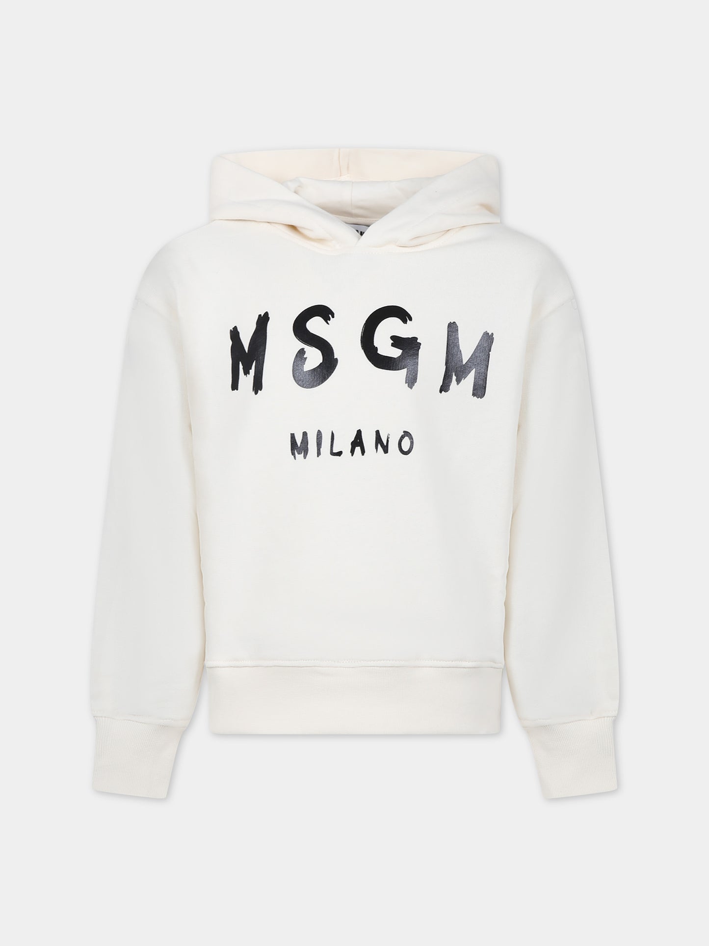 Felpa avorio per bambini con logo,Msgm Kids,S4MSJUHS018 013