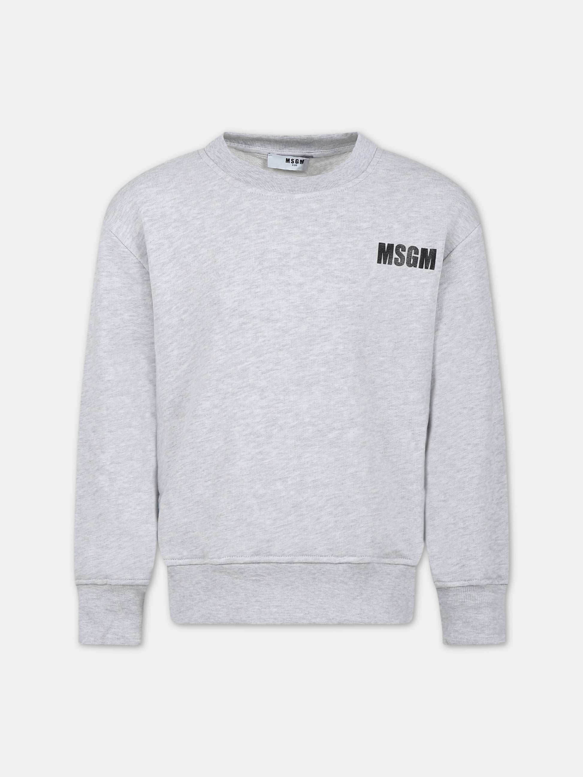 Felpa grigia per bambini con logo,Msgm Kids,S4MSJUSW013 107