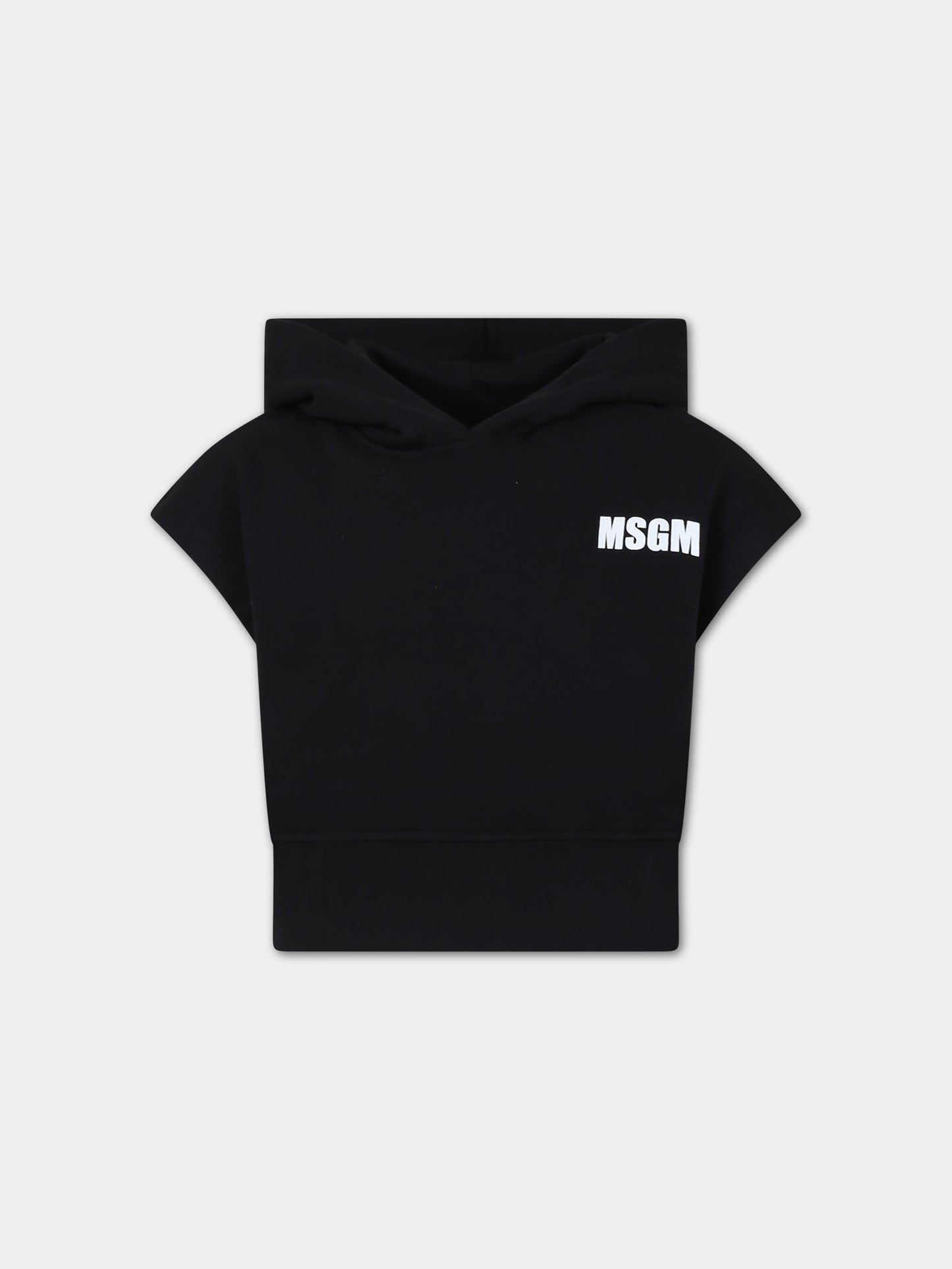Felpa nera per bambina con logo e scritta,Msgm Kids,S4MSJGHS008 110