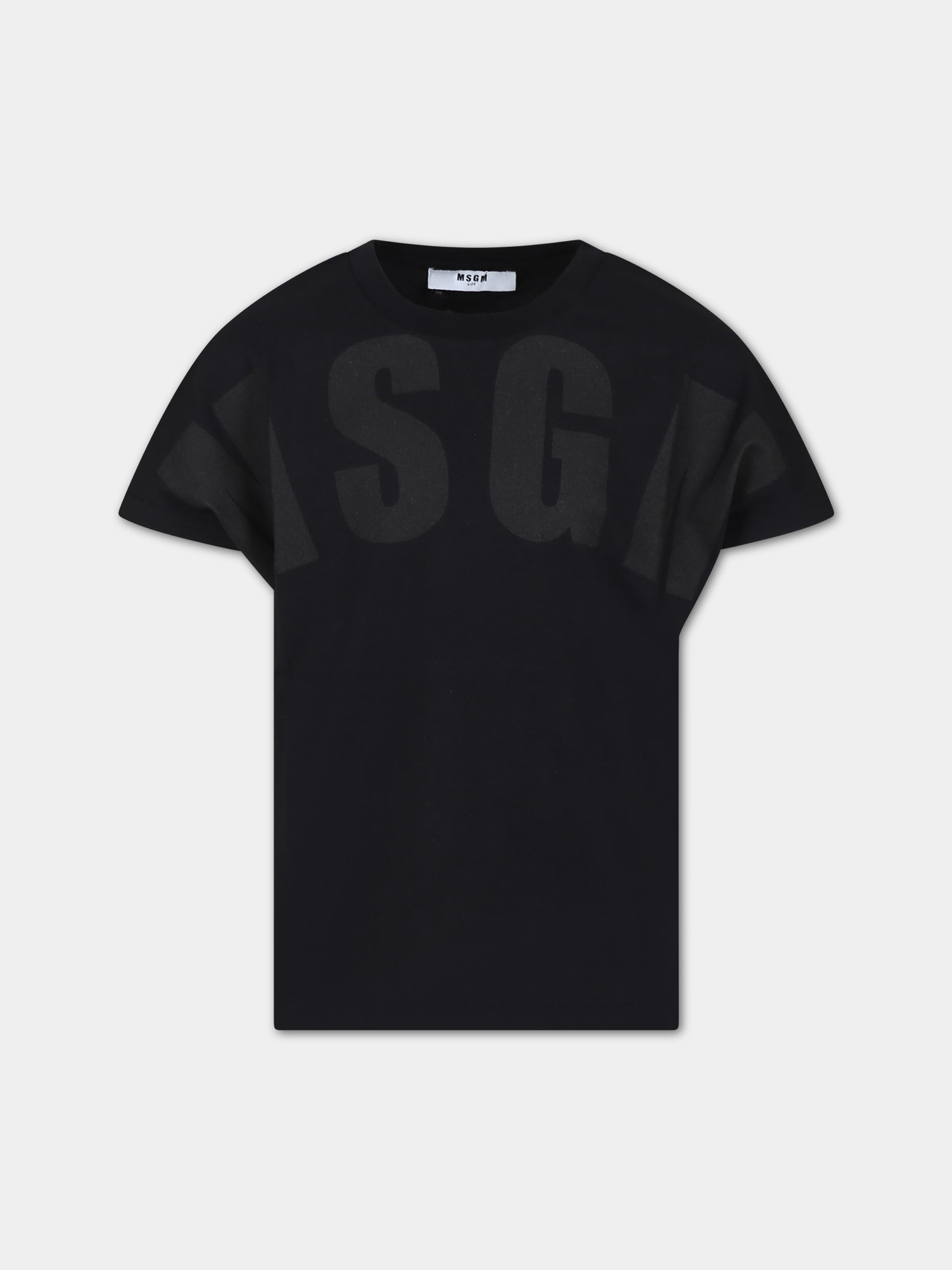 T-shirt nera per bambini con logo,Msgm Kids,S4MSJUTH006 110
