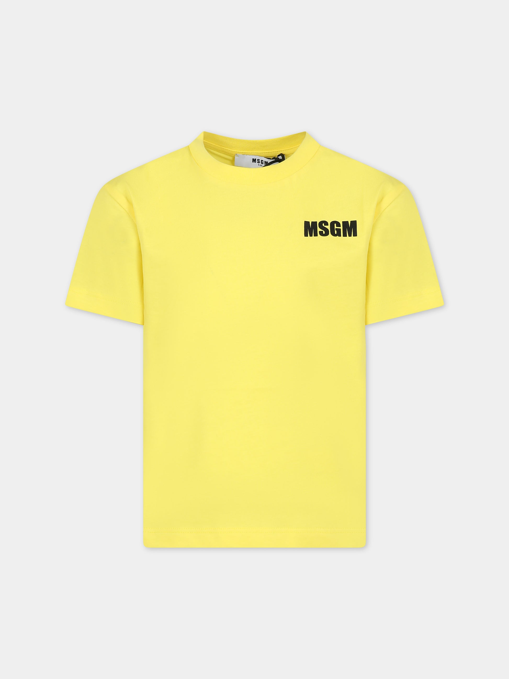 T-shirt gialla per bambini con logo,Msgm Kids,S4MSJUTH005 020