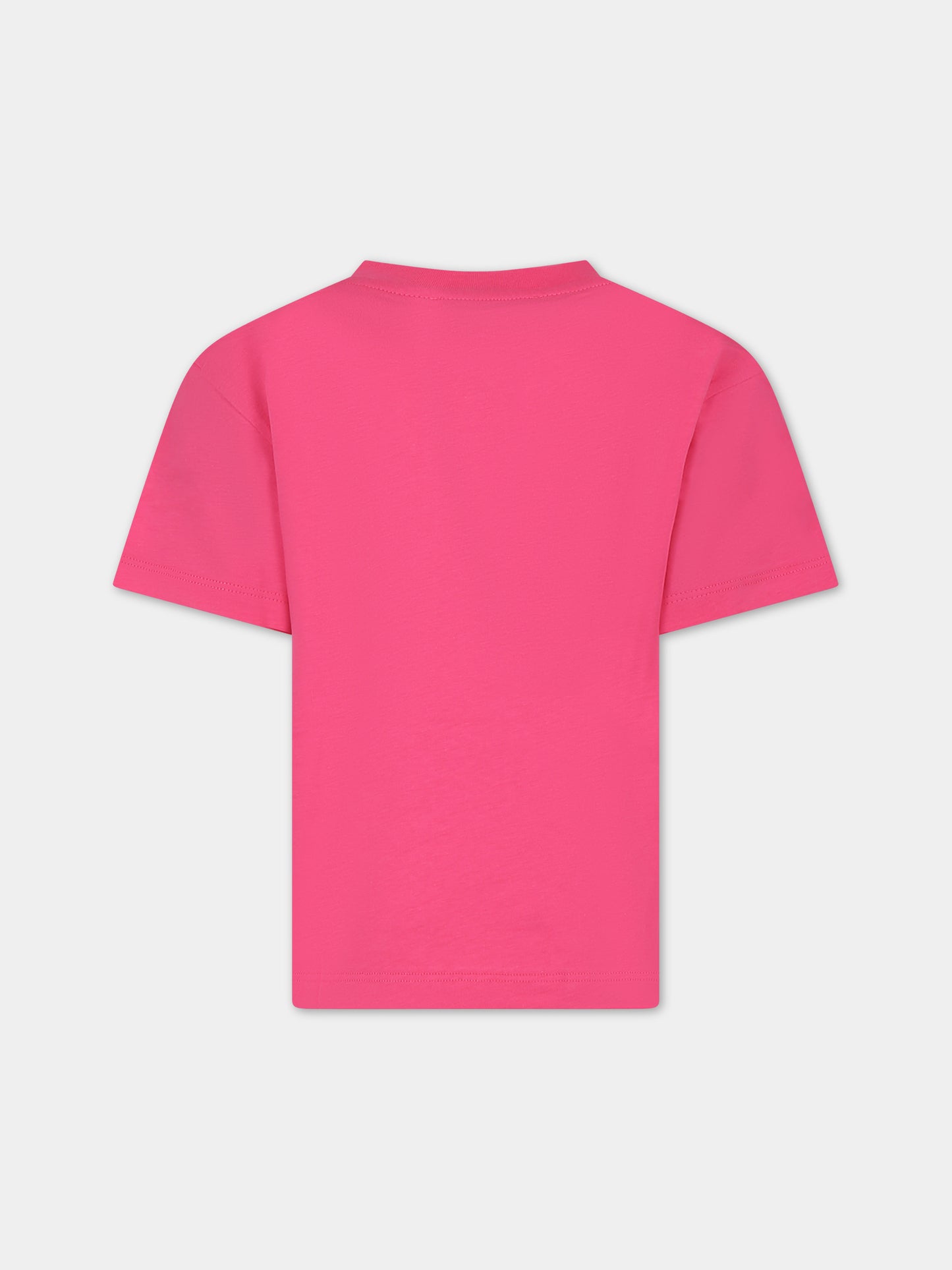 T-shirt fuchsia per bambini con logo,Msgm Kids,S4MSJUTH012 044