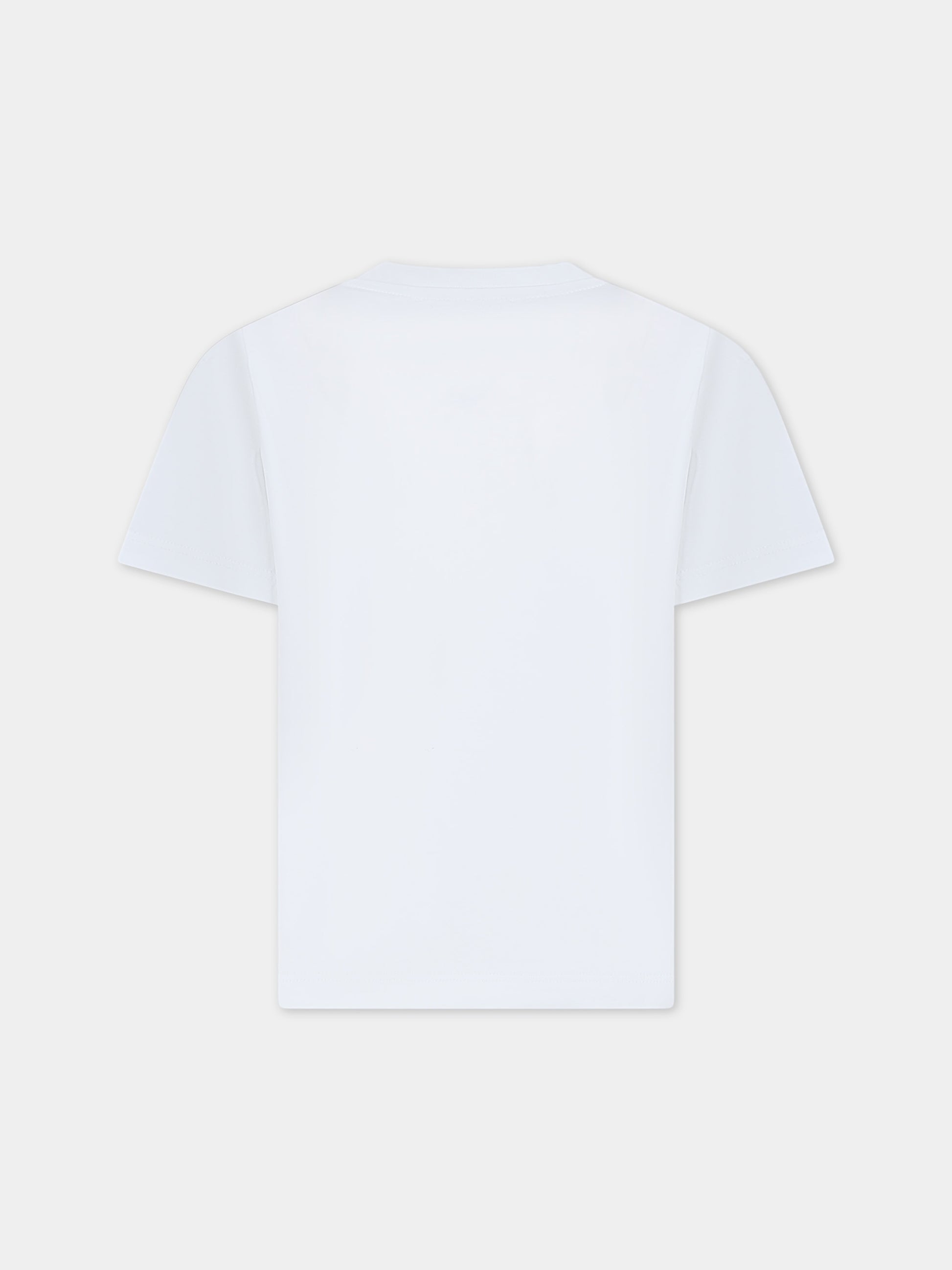 T-shirt bianca per bambina con logo e fiori,Msgm Kids,S4MSJGTH093 001