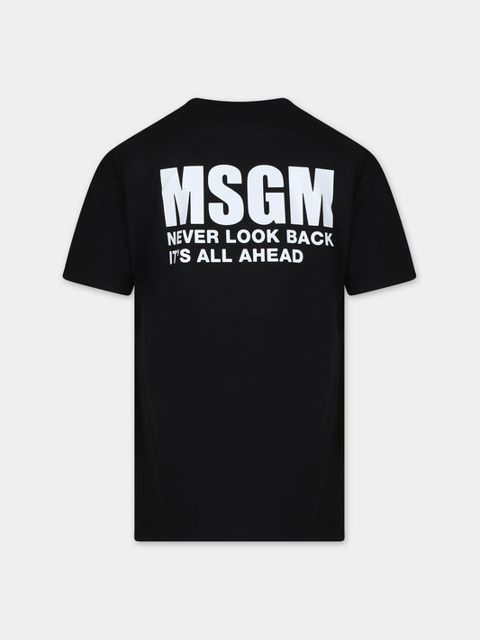 Vestito nero per bambina con logo,Msgm Kids,S4MSJGDR031 110