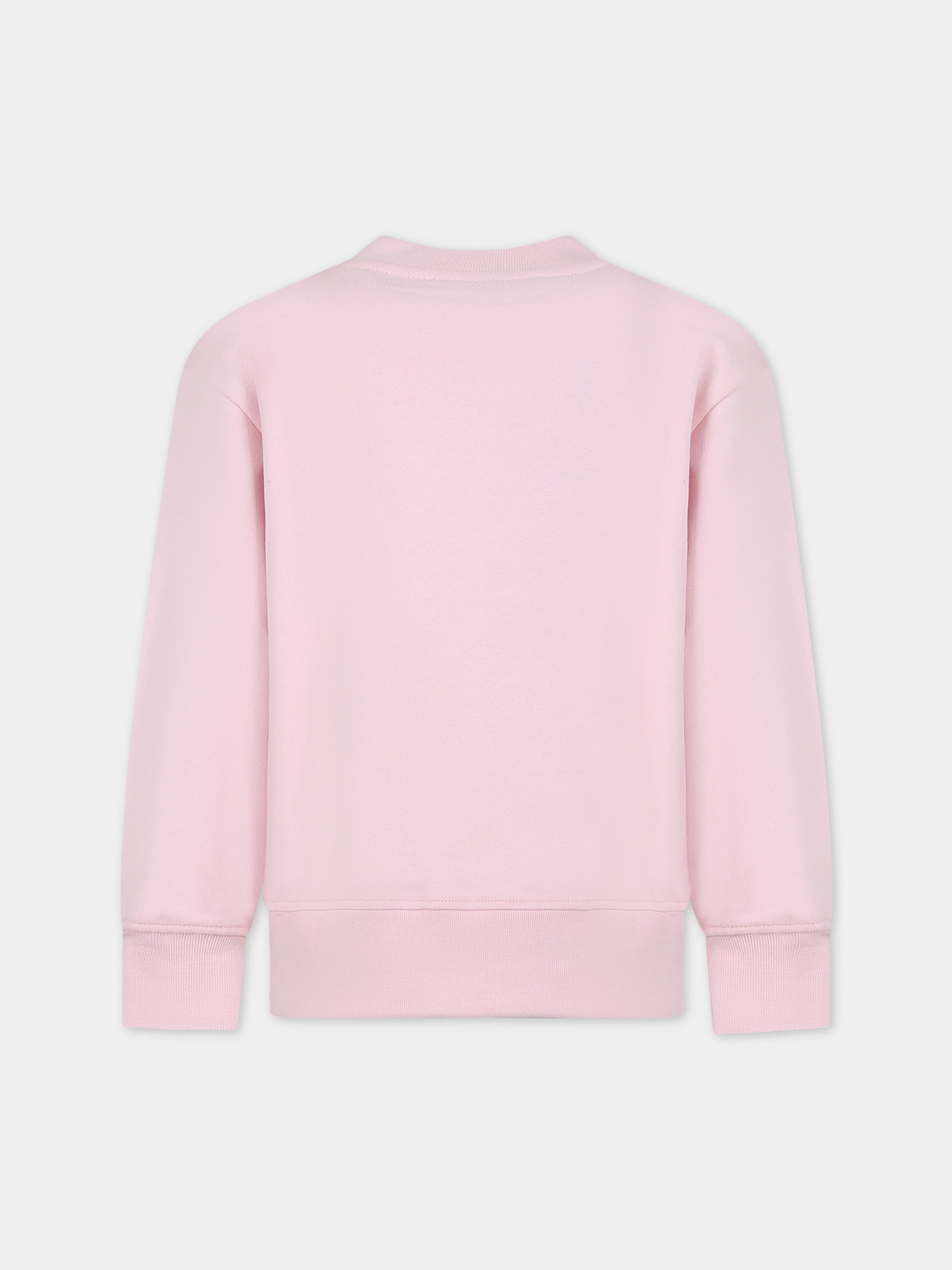 Felpa rosa per bambina con logo,Msgm Kids,S4MSJUSW022 709