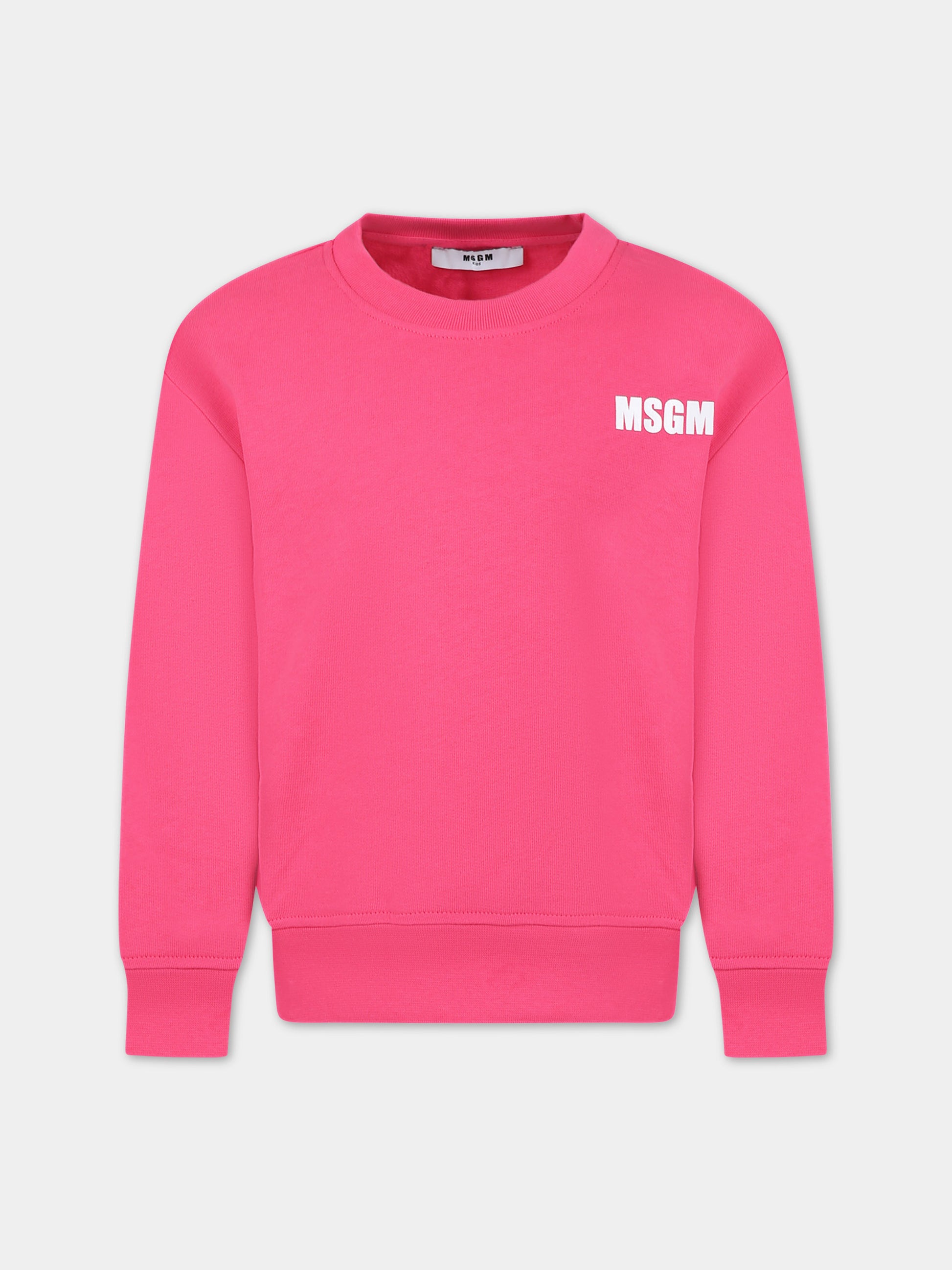 Felpa fucsia per bambini con logo,Msgm Kids,S4MSJUSW013 044